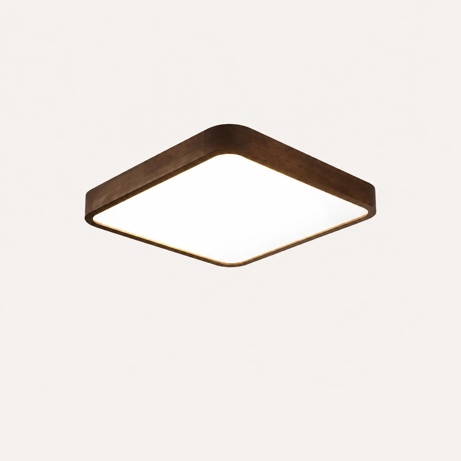 Ozawa Modern Geometric Walnut LED Flush Mount Ceiling Light - Lumpaz