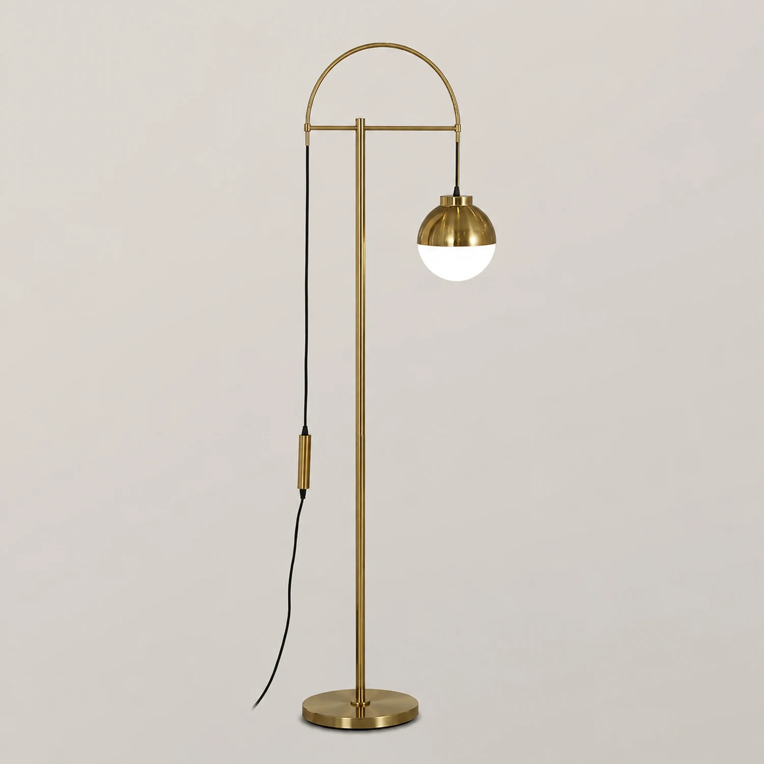Valentina Modern Arch Glass/Metal Floor Lamp, Gold - Lumpaz