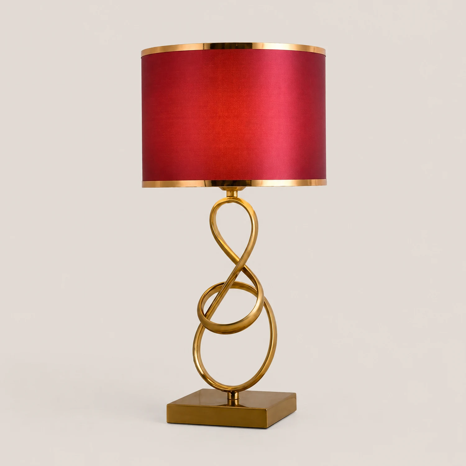 Sano Luxury Cylindrical Metal/Fabric Floor Lamp, White/Red - Lumpaz