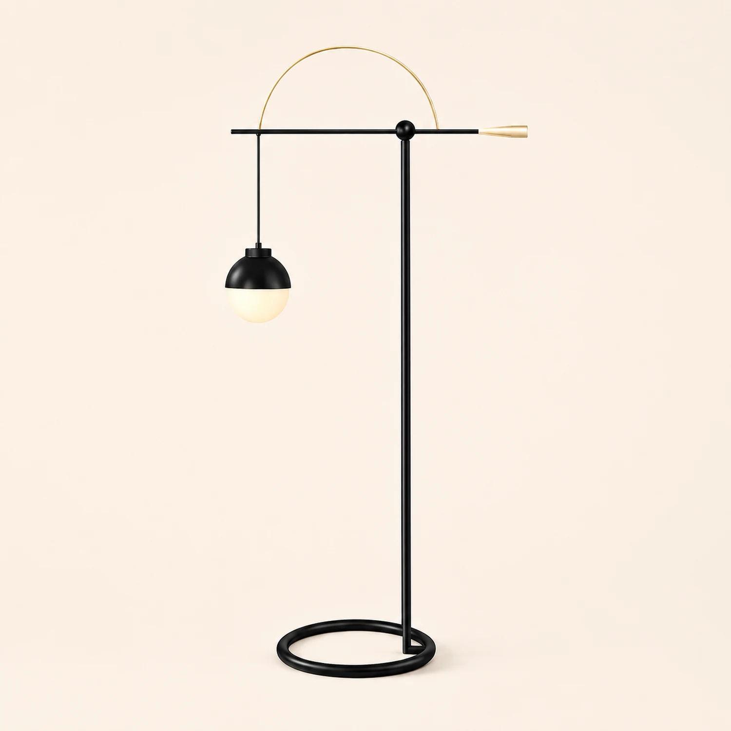 Valentina Modern Nordic Curved Bubble Metal/Glass Floor lamp, Black - Lumpaz