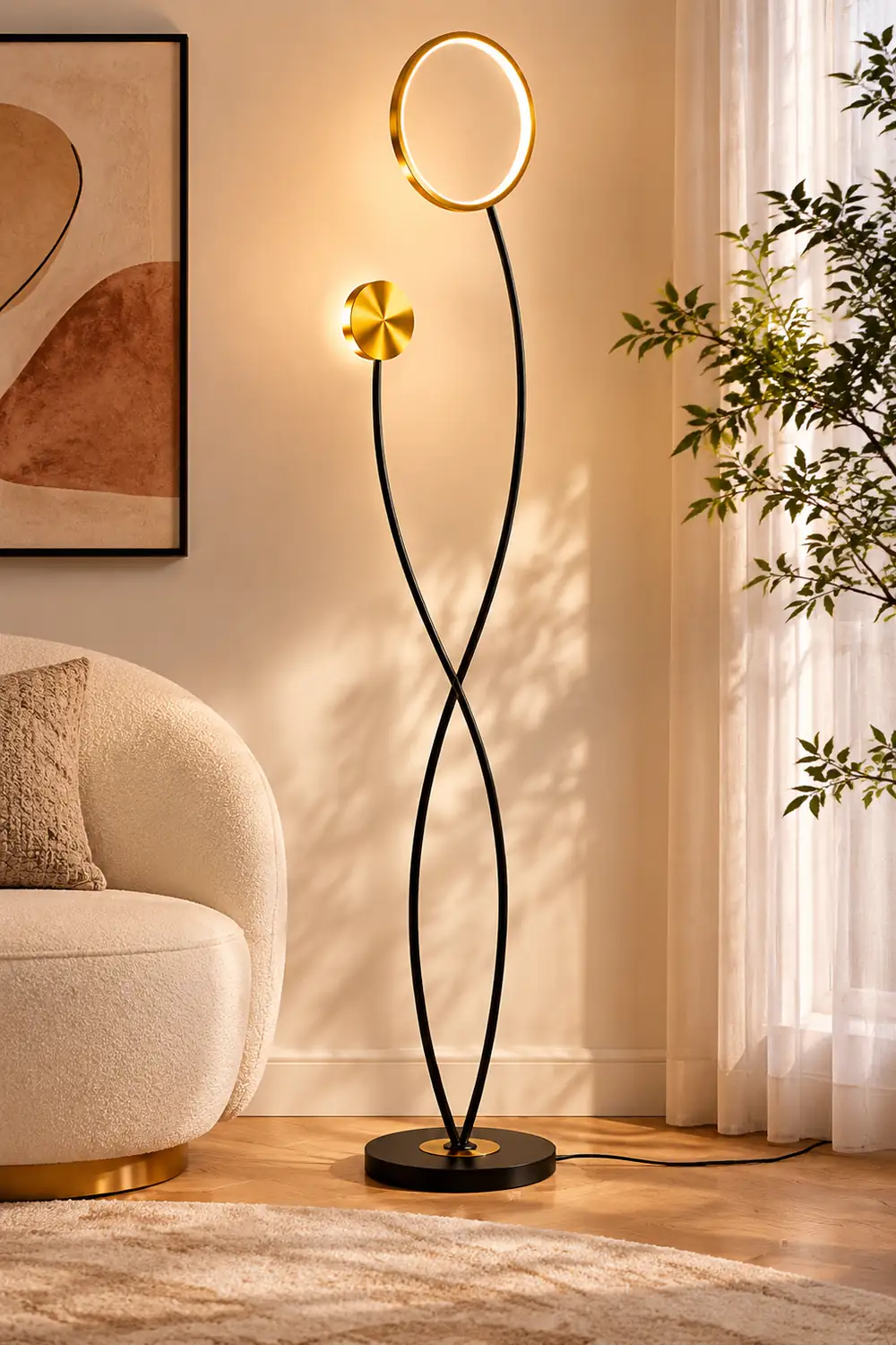 Modern Wave Double Head Metal Acrylic Floor Lamp - Lumpaz