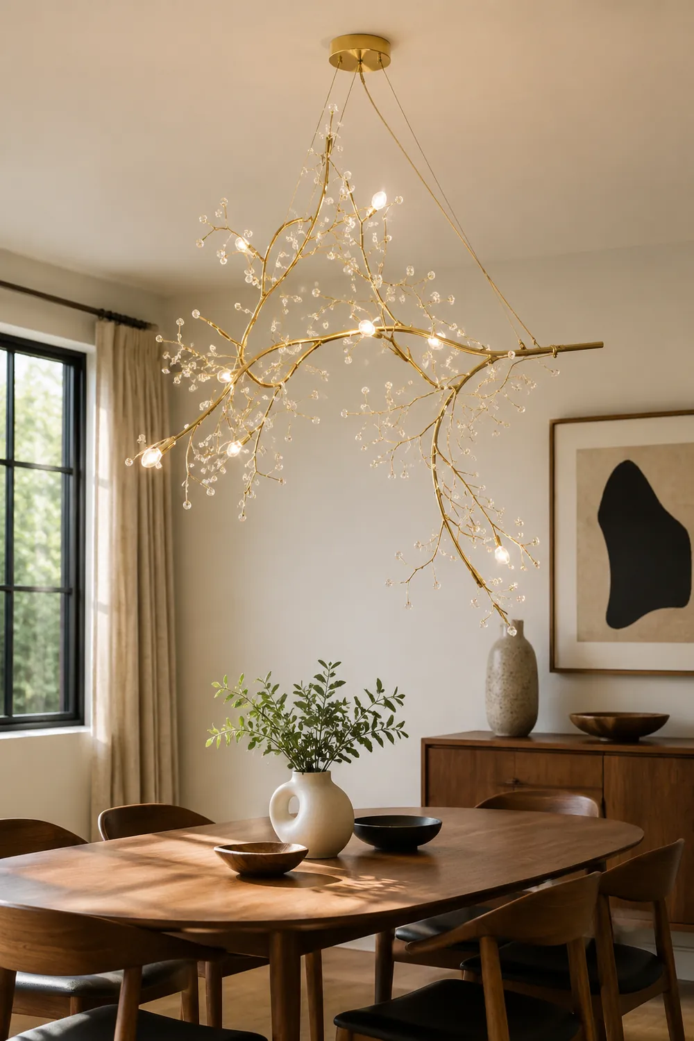 Ophelia Romantic Art Deco Branch Pendant Light Gold/Black/Silver Living Room - Lumpaz