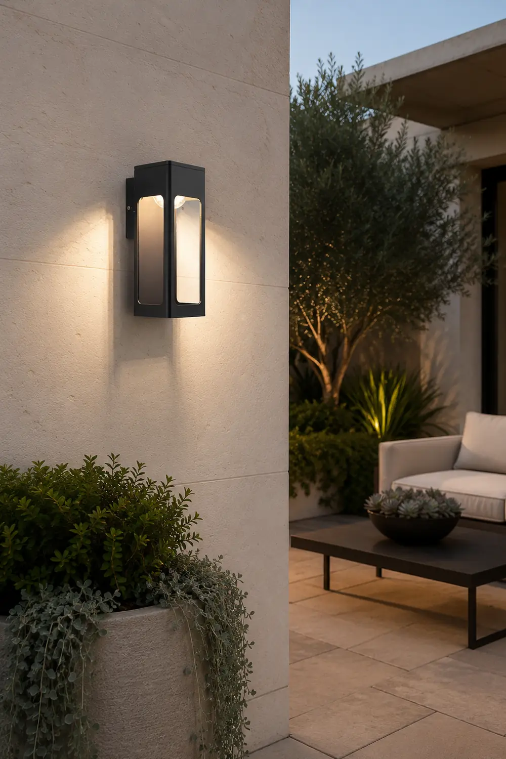 Rectangular IP65 LED Black Modern Outdoor Wall Sconce - Lumpaz