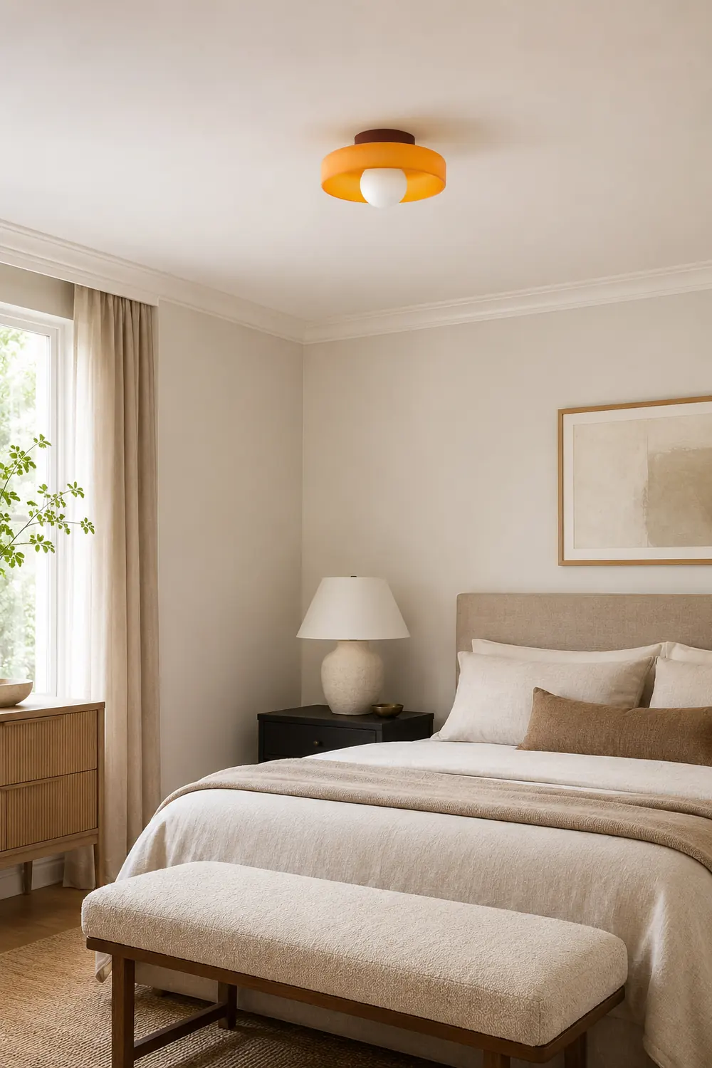 Morandi Modern Glass/Metal Flush Mount Ceiling Light 3 Colors Bedroom - Lumpaz