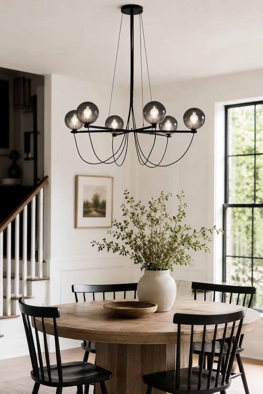 Valentina Nordic Modern Glass Ball Chandelier, Smoke Gray/Blue - Lumpaz
