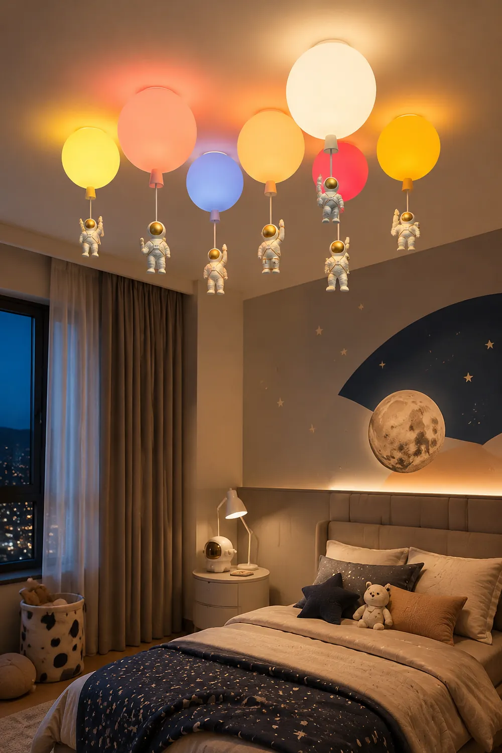 Fateh Astronaut Balloon Flush Mount Ceiling Light 8 Color Bedroom - Lumpaz