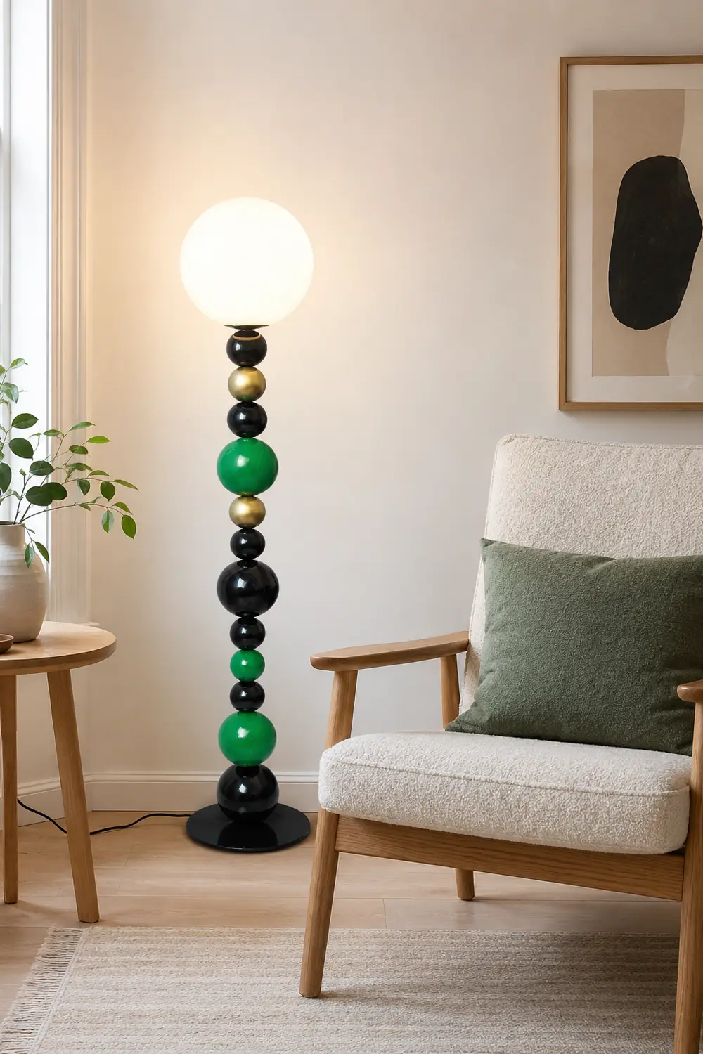 Morandi  Modern Ball Metal Colorful  Floor Lamp, Red/Green - Lumpaz