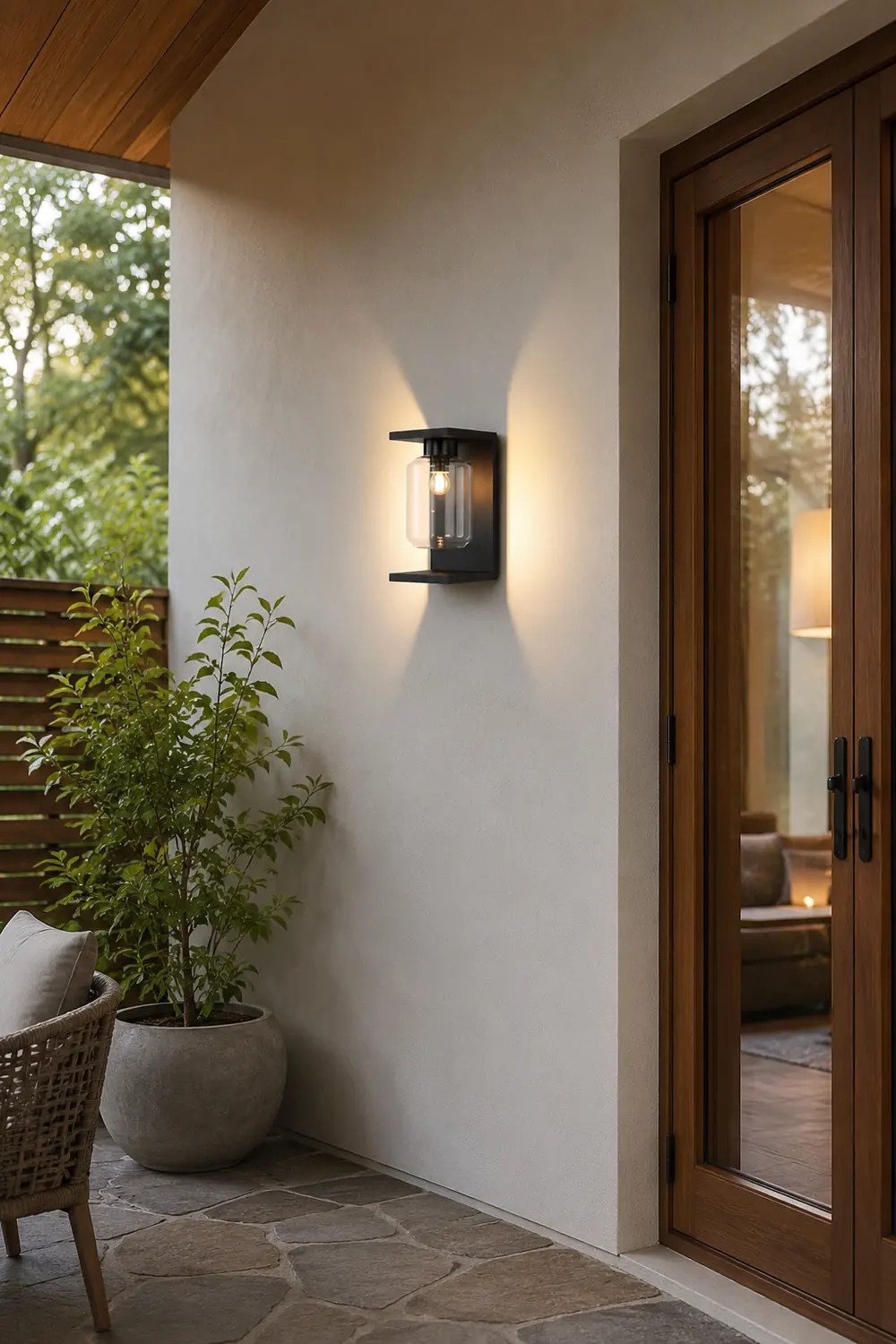 Outdoor Waterproof LED Glass Black Modern Solar Wall Lights with Remote - Lumpaz