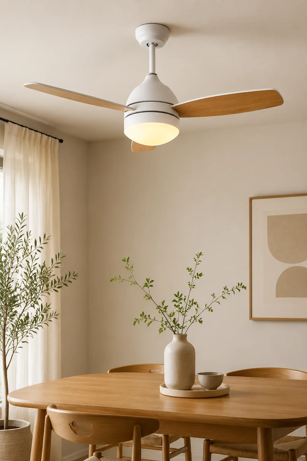 Haydn 3-Blade DC Modern Ceiling Fan with Light, Summer, 41'' - Lumpaz
