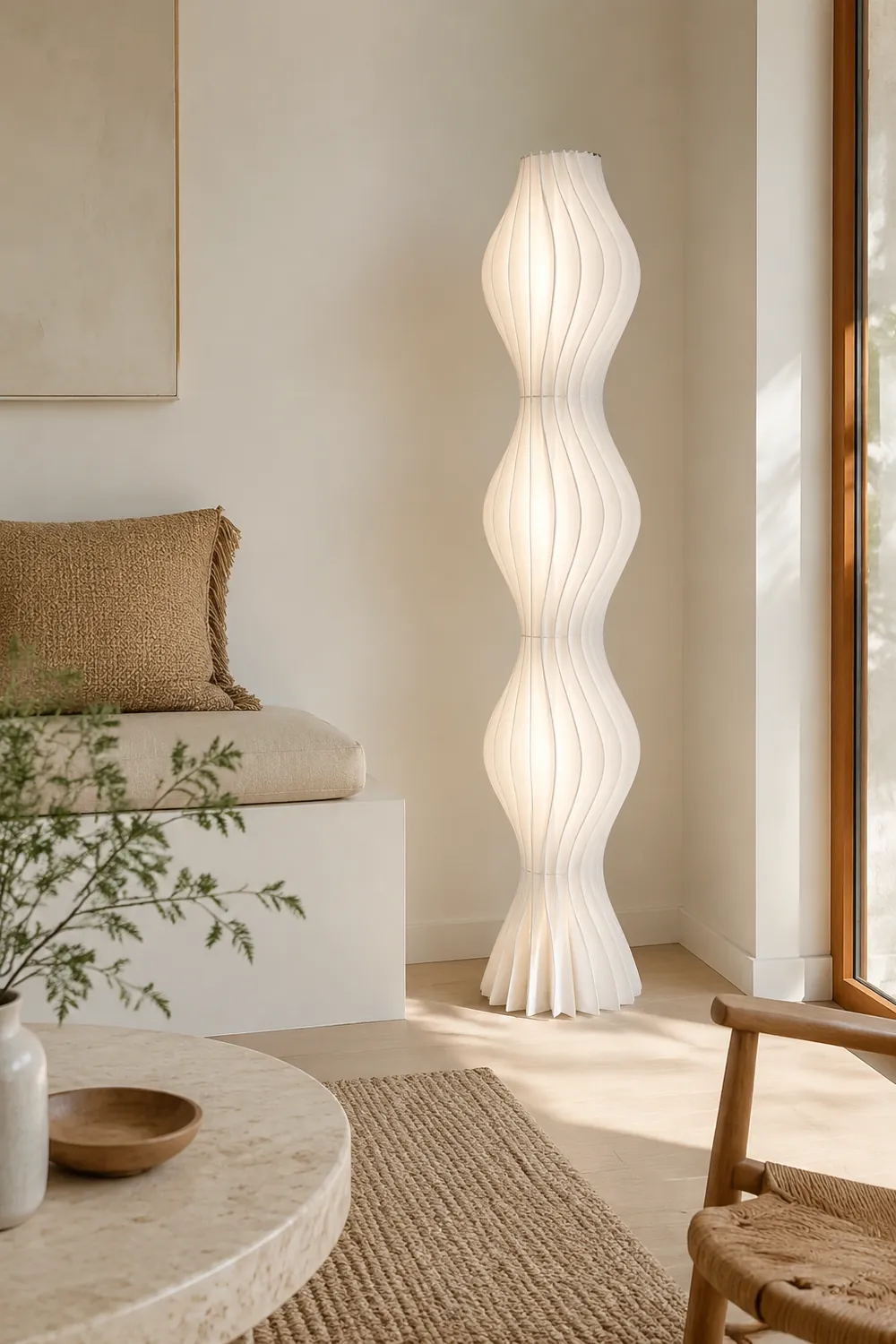 Salgado Artistic Pleated Acrylic Floor Lamp White - Lumpaz