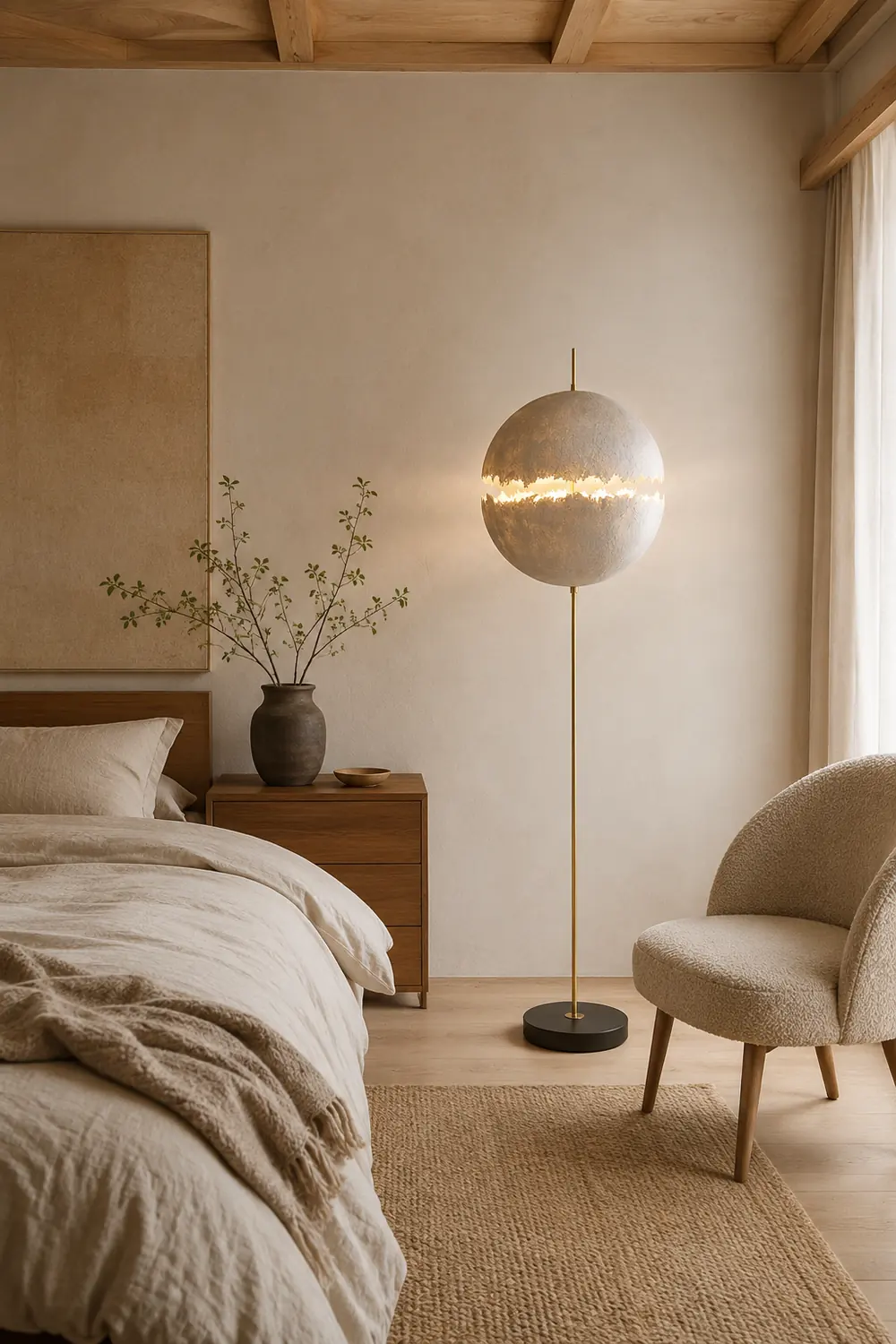 Elif Modern Moon Globe Metal Resinn Floor Lamp, Gold/Silver - Lumpaz