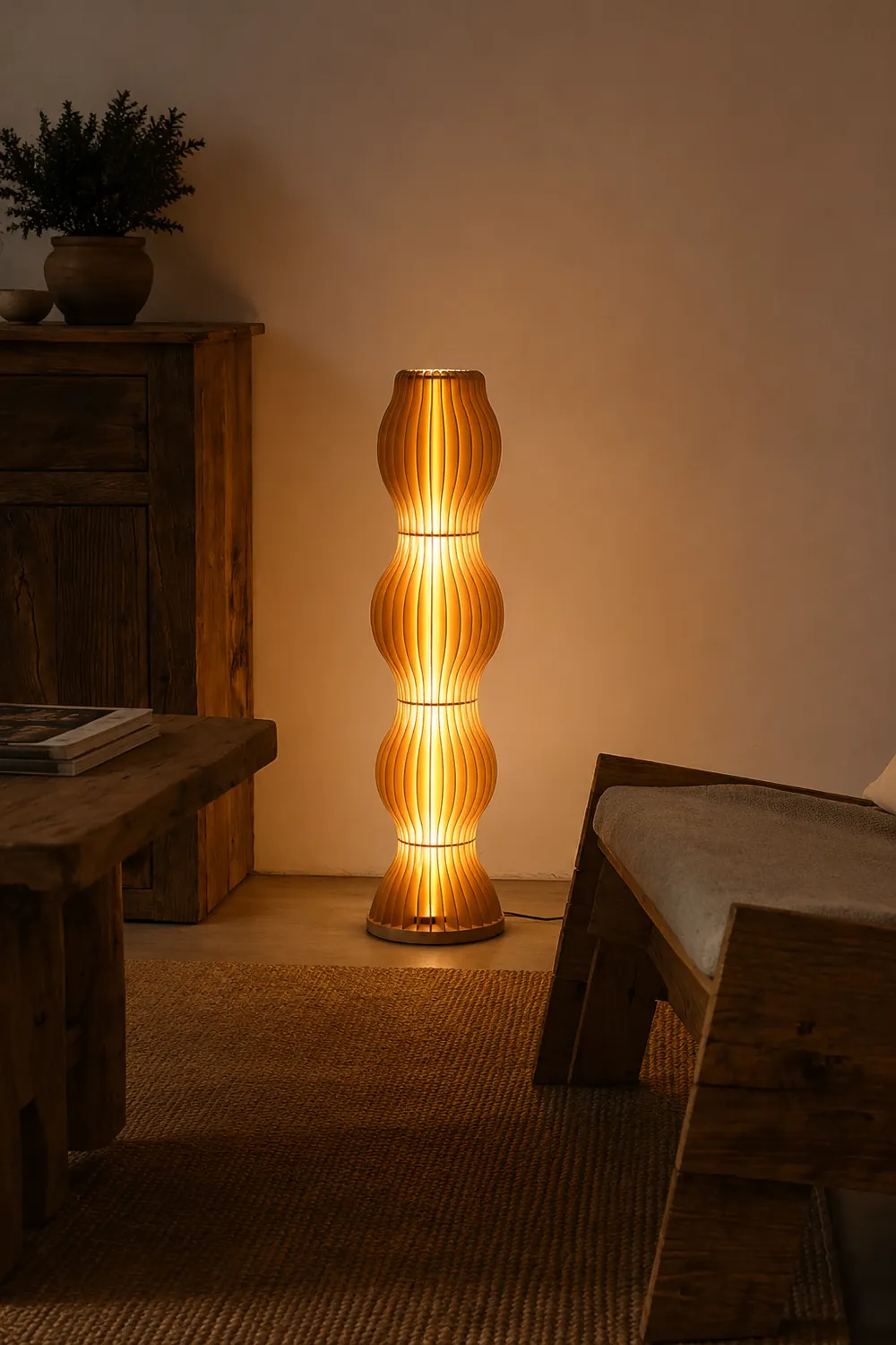 Ozawa Floor Lamp Unique Modern, Wooden Creative - Lumpaz