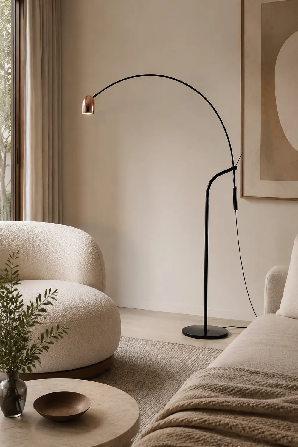 Cooley Artistic Minimalist Arc Floor Lamp, Rose Gold - Lumpaz
