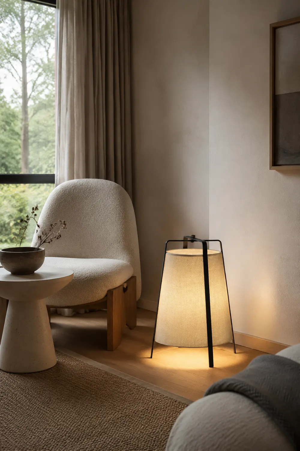 Renée Modern Minimalist Metal/Fabric Floor Lamp Living Room/Bedroom - Lumpaz
