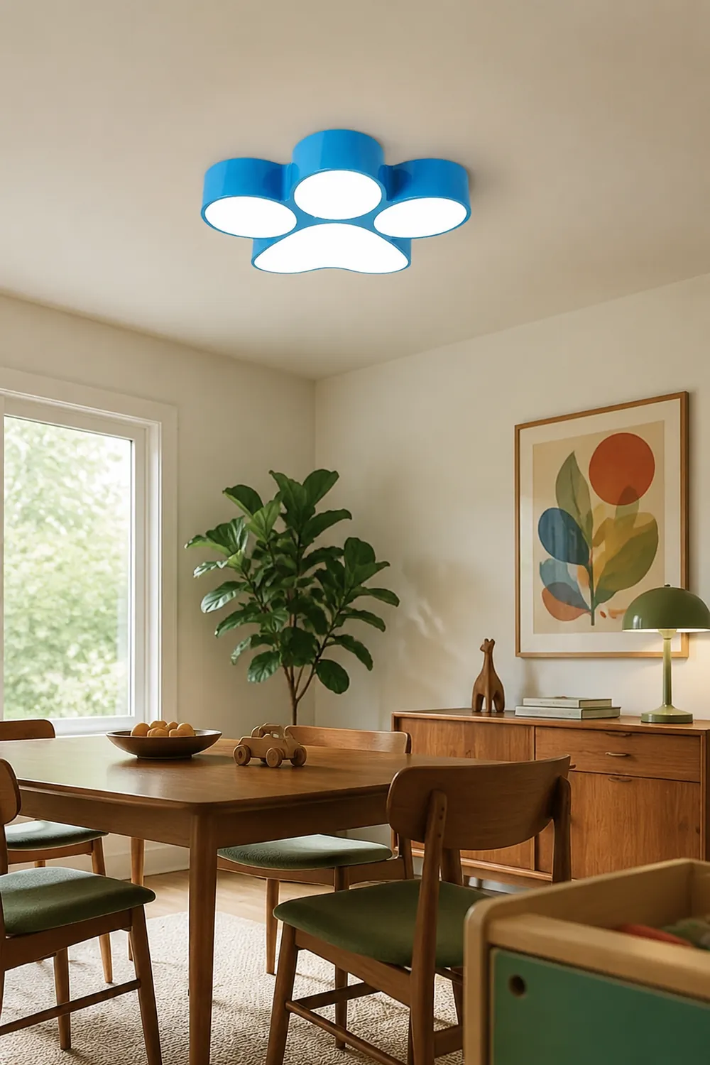 Freja Modern Dog Paw Acrylic Children Ceiling Flush Mount Light - Lumpaz