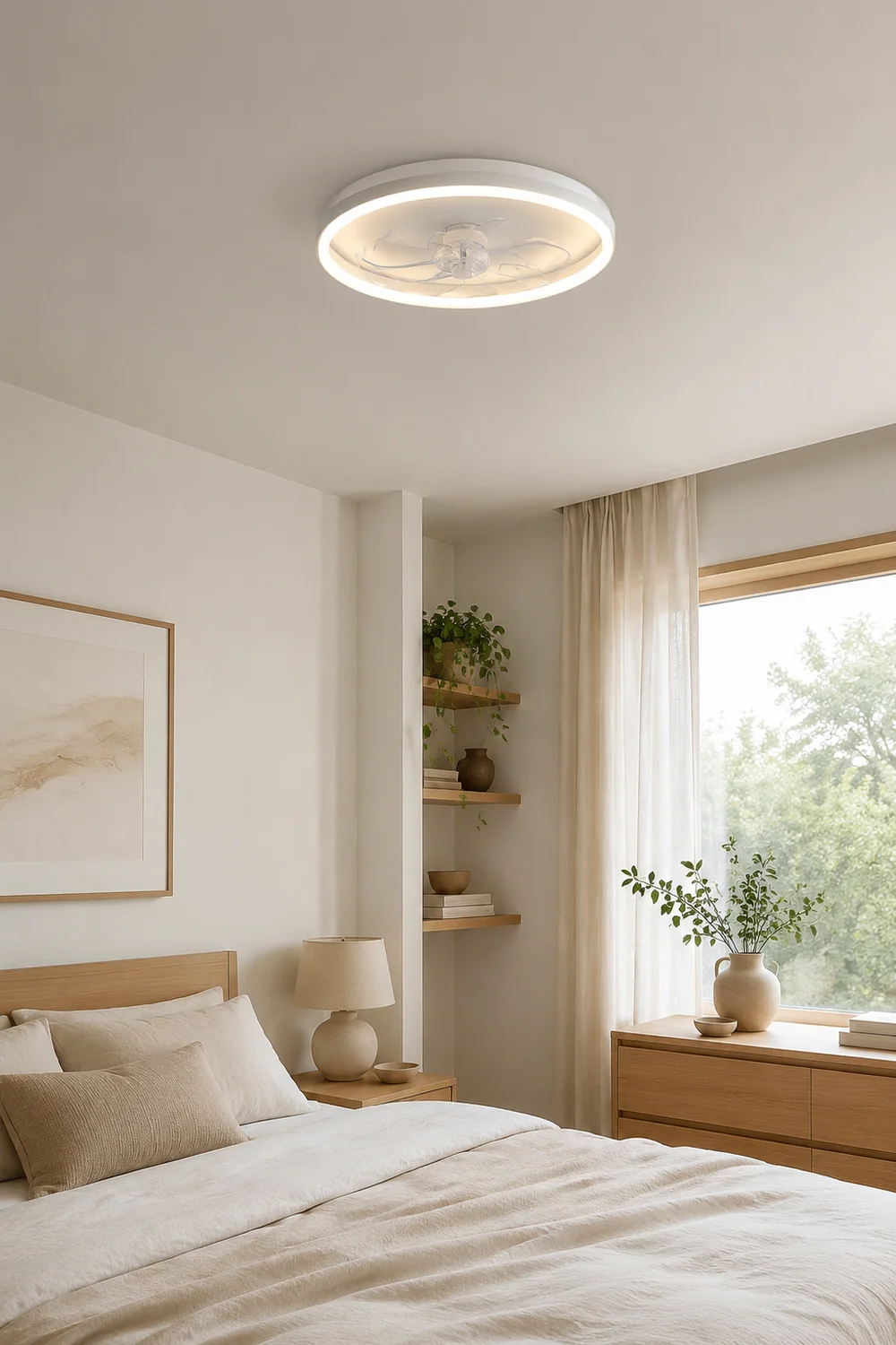 Edge 7-Blade Ring Ceiling Fan with Light, DIA 15.7"/19.7"/23.6" - Lumpaz