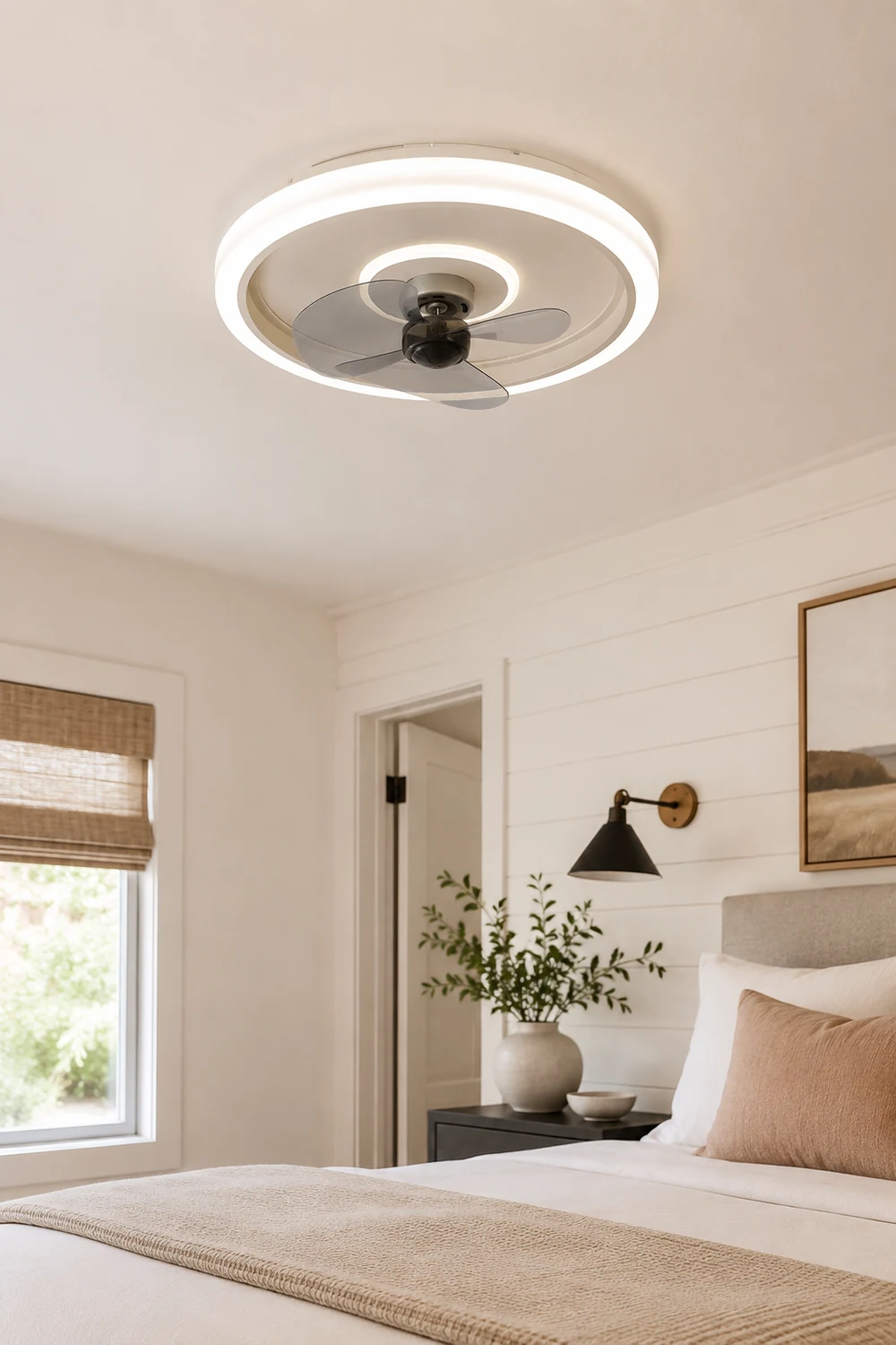 Edge 2-Light Ring Ceiling Fan with Light, 4 Color, DIA 20" - Lumpaz
