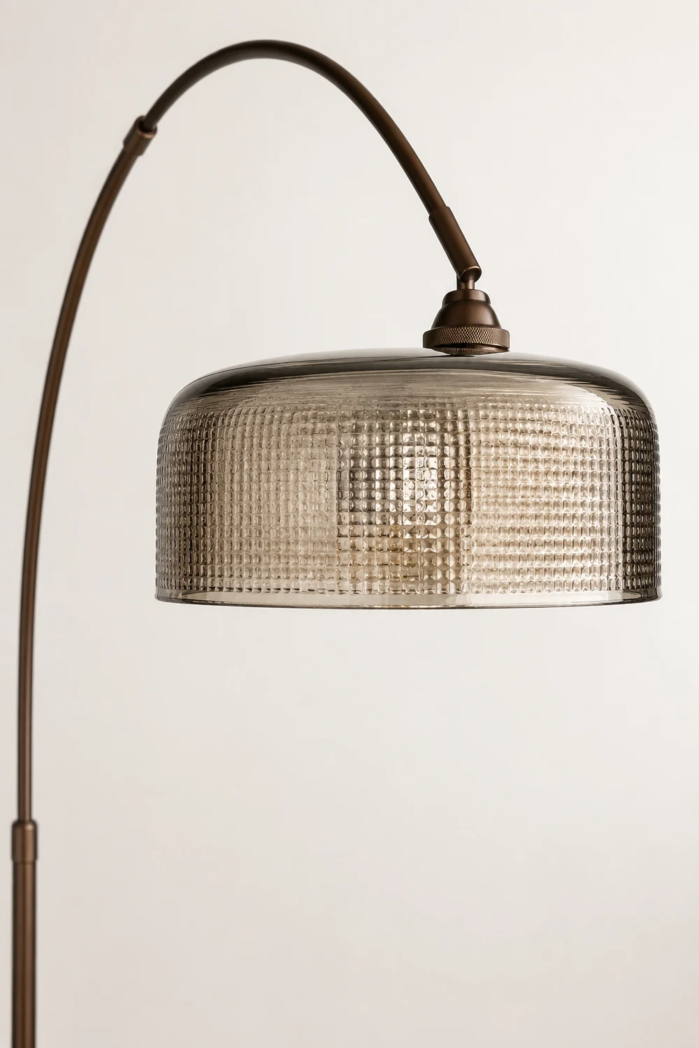 Hailie Retro Brown Curved Floor Lamp, Metal - Lumpaz