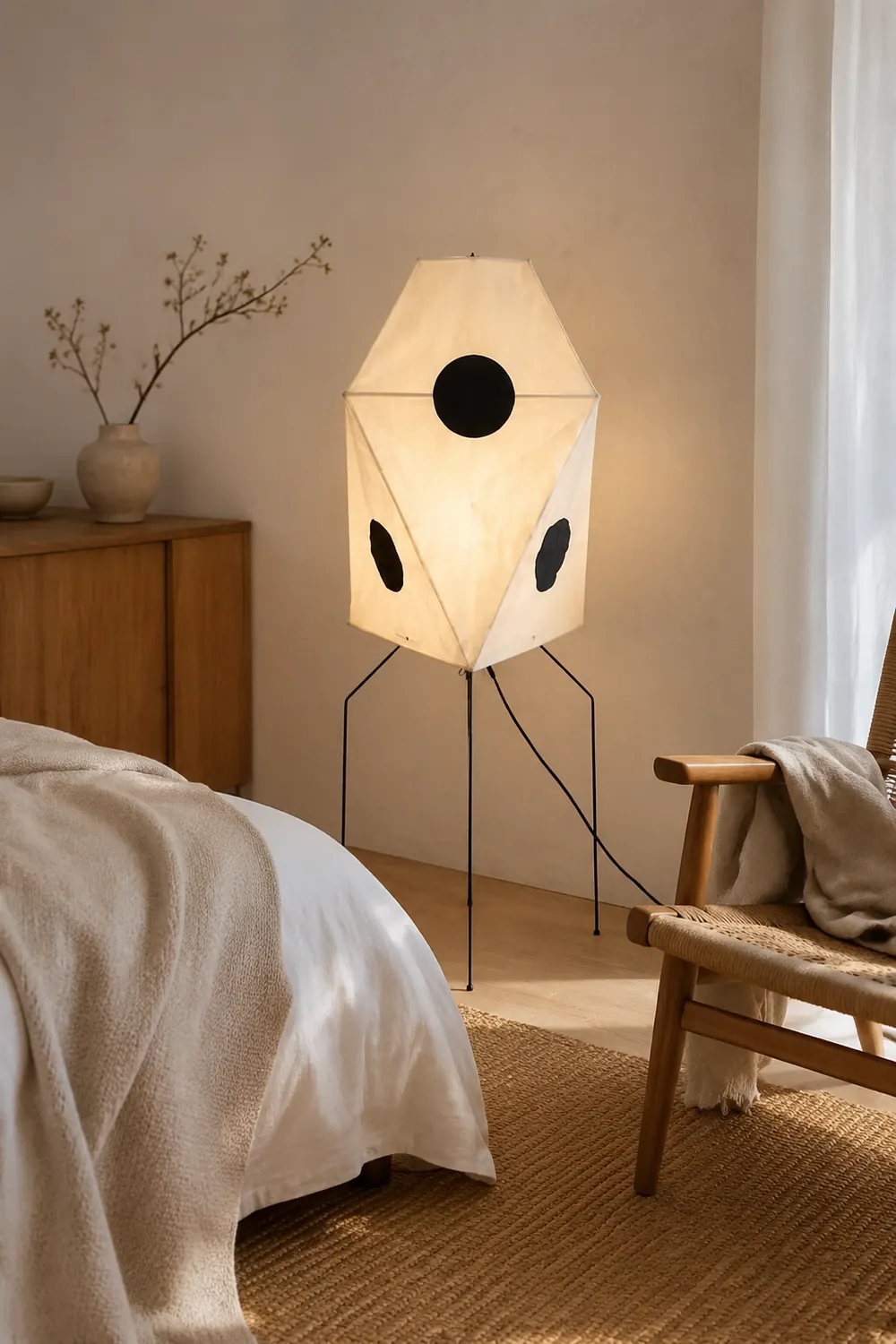 Renée Modern Funky Floor Lamp, Artificial Paper/Metal - Lumpaz