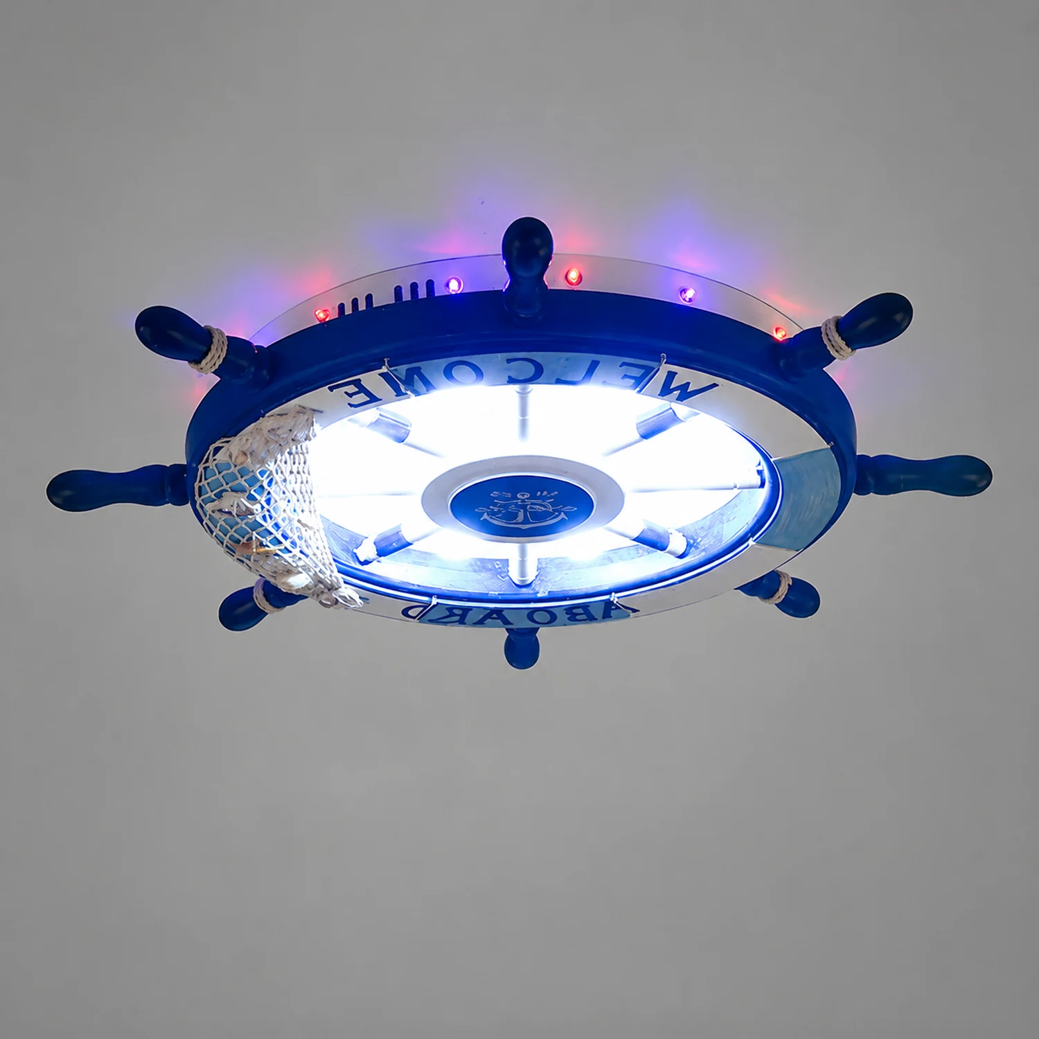 Quinn Modern Rudder Metal Flush Mount Ceiling Light White/Blue Bedroom - Lumpaz