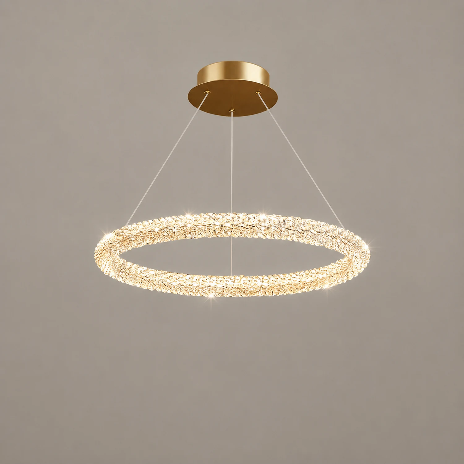 Kristy Art Deco Chandelier, Metal & Crystal, 1/2/3 Ring - Lumpaz