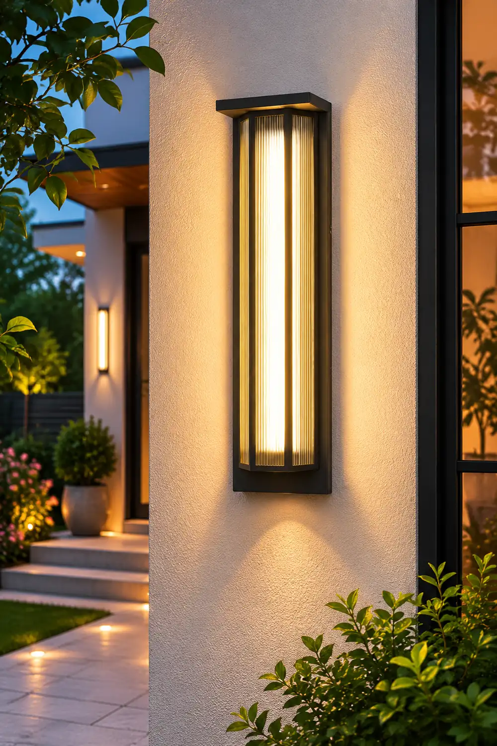 Vintage Rectangular Acrylic LED Outdoor Solar Wall Lights - Lumpaz