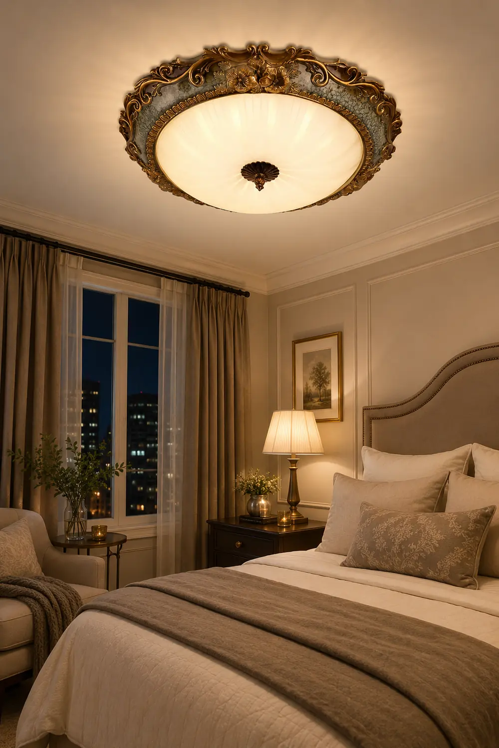 Eryn Flush Mount Ceiling Light, Brass/Resin - Lumpaz