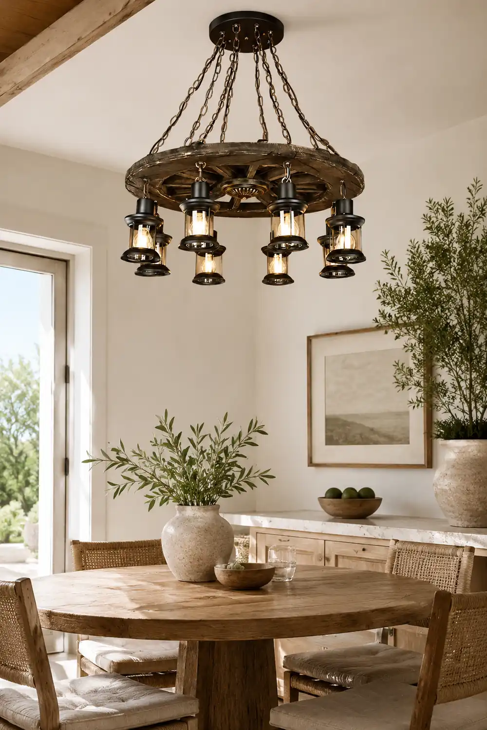 Austin Vintage Wood/Metal Pendant Light Dining Room - Lumpaz