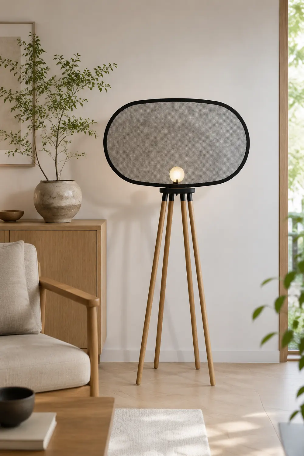 Cooley Modern Design Minimalistic Floor Lamp, Metal & Wood - Lumpaz