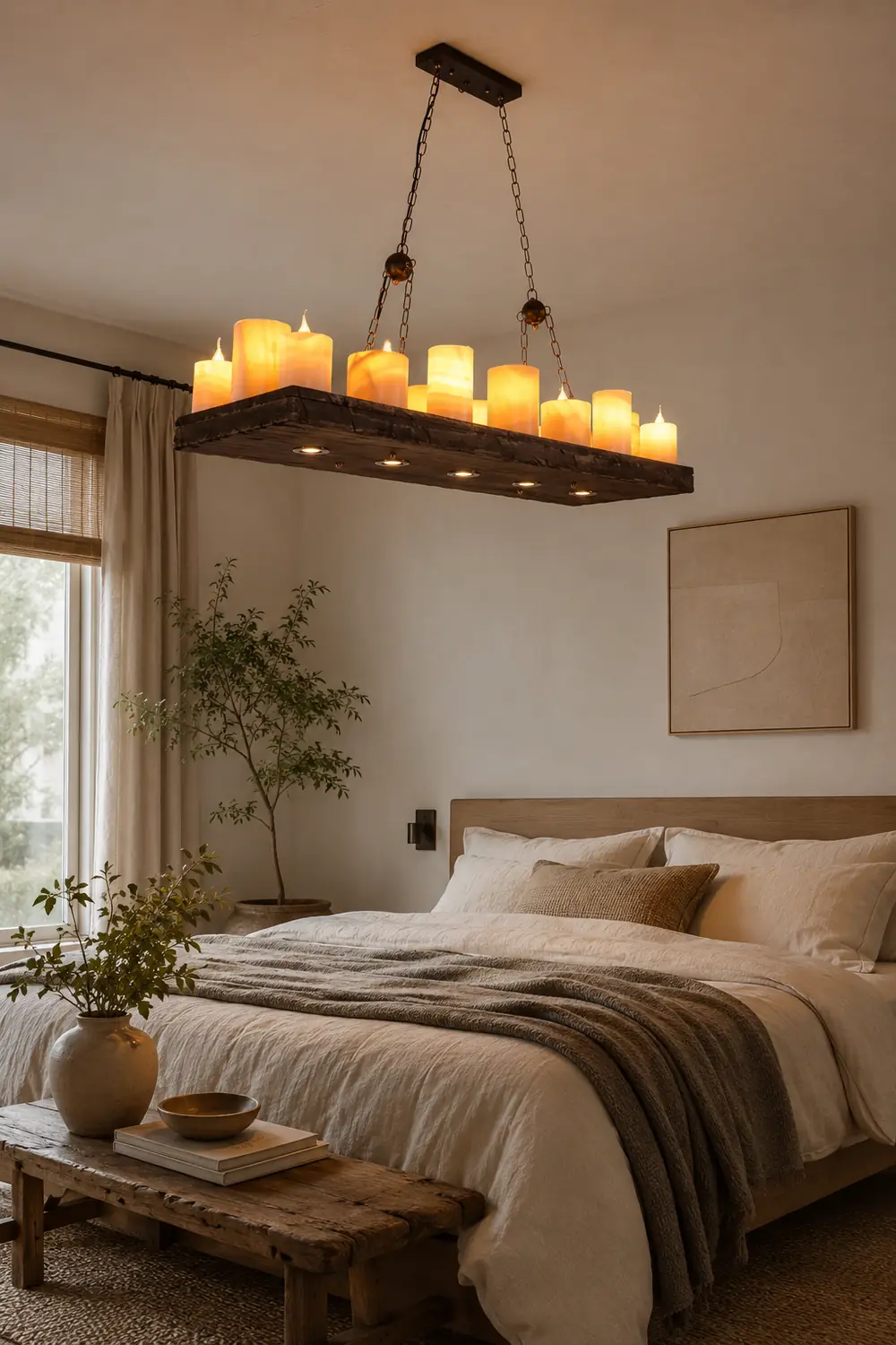 Austin Farmhouse Candle Metal/Glass/Wood Chandelier - Lumpaz