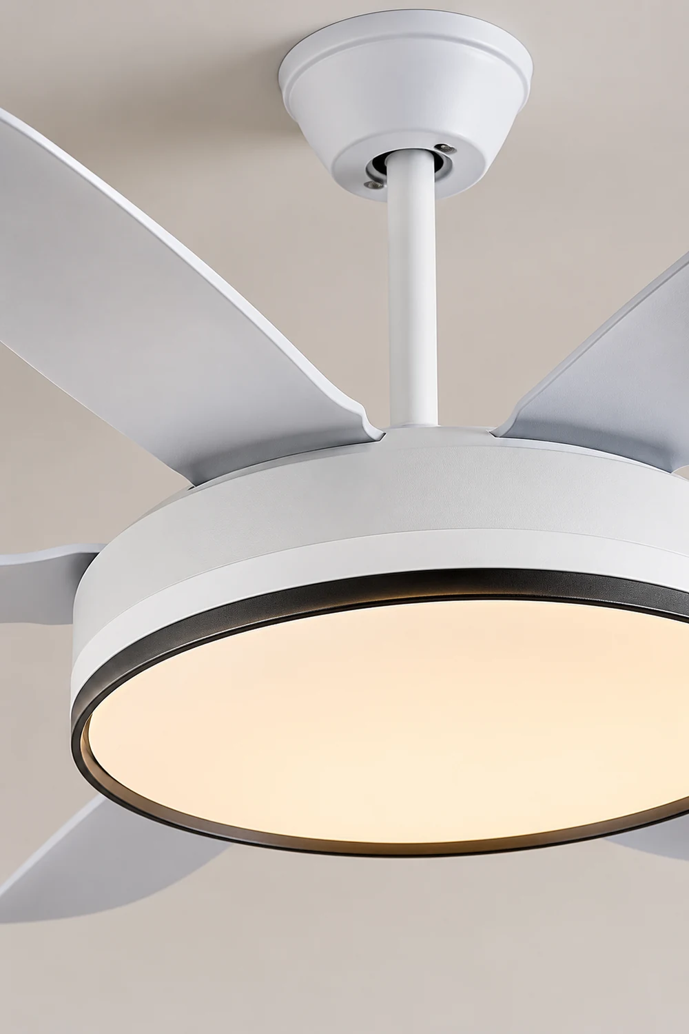 Haydn 6-Blade DC Ceiling Fan with Light, Black & White, 51'' - Lumpaz