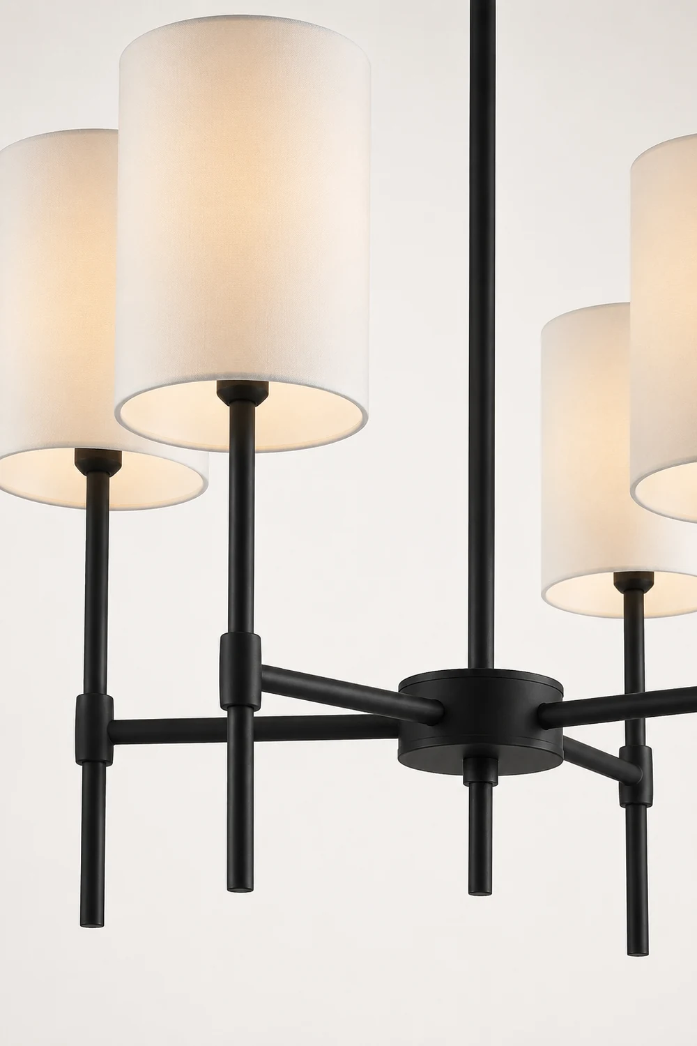 Silva Modern LED Chandelier Black/Gold Metal/Fabric Bedroom/Living Room - Lumpaz