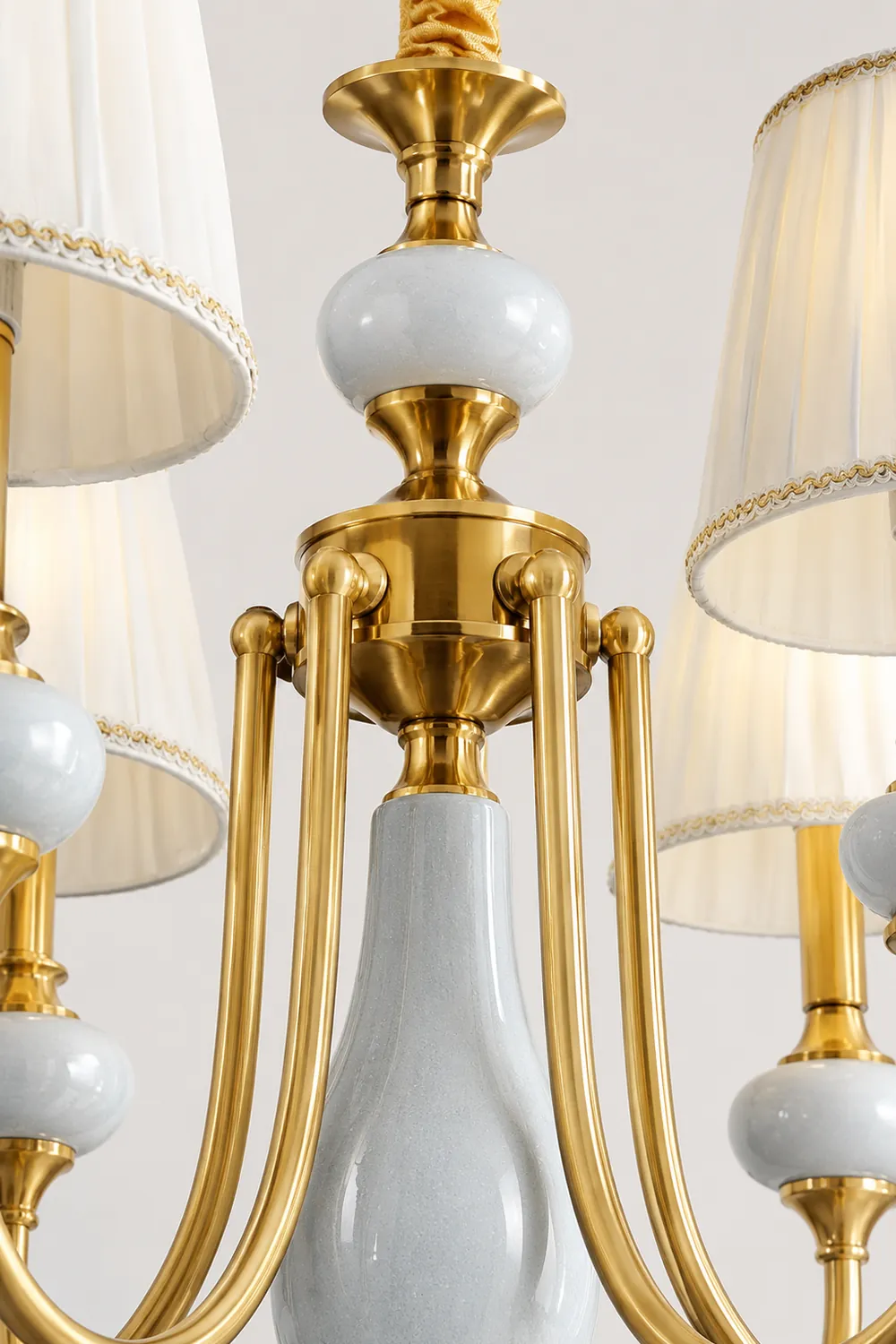 Alessio Retro Elegant Fabric Chandelier, Beige/Blue - Lumpaz