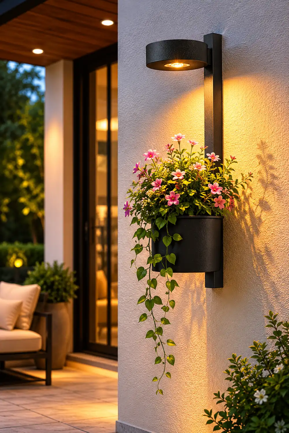 Waterproof Decor LED Solar Wall Lights with Flowerpot Outdoor Wall Lamp - Lumpaz