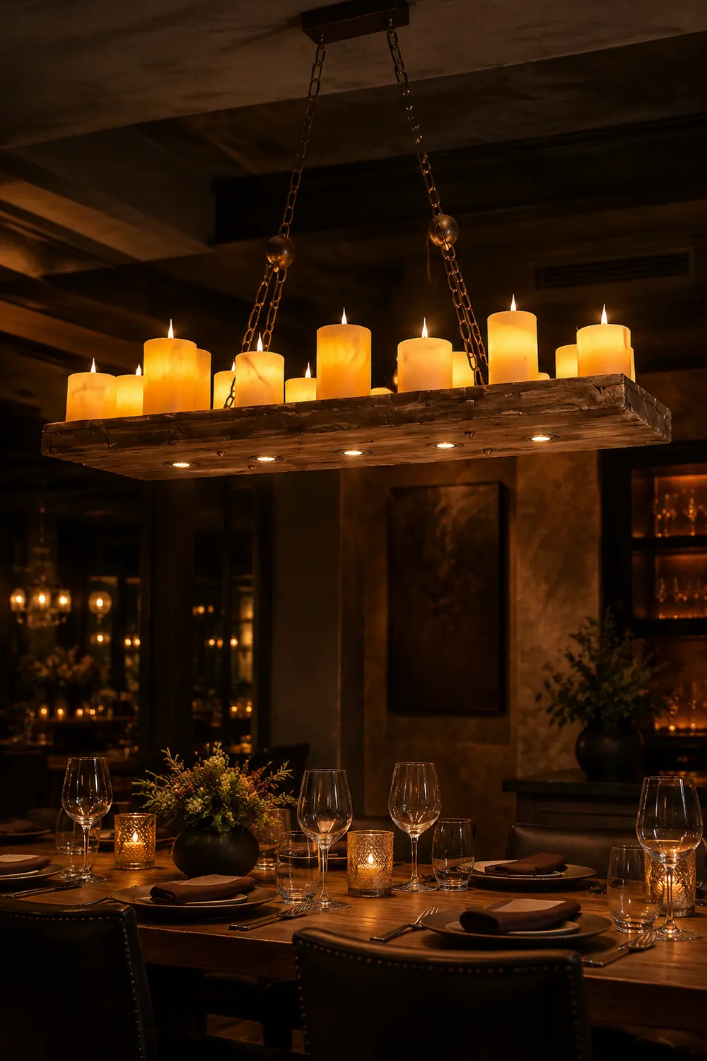 Austin Farmhouse Candle Metal/Glass/Wood Chandelier - Lumpaz