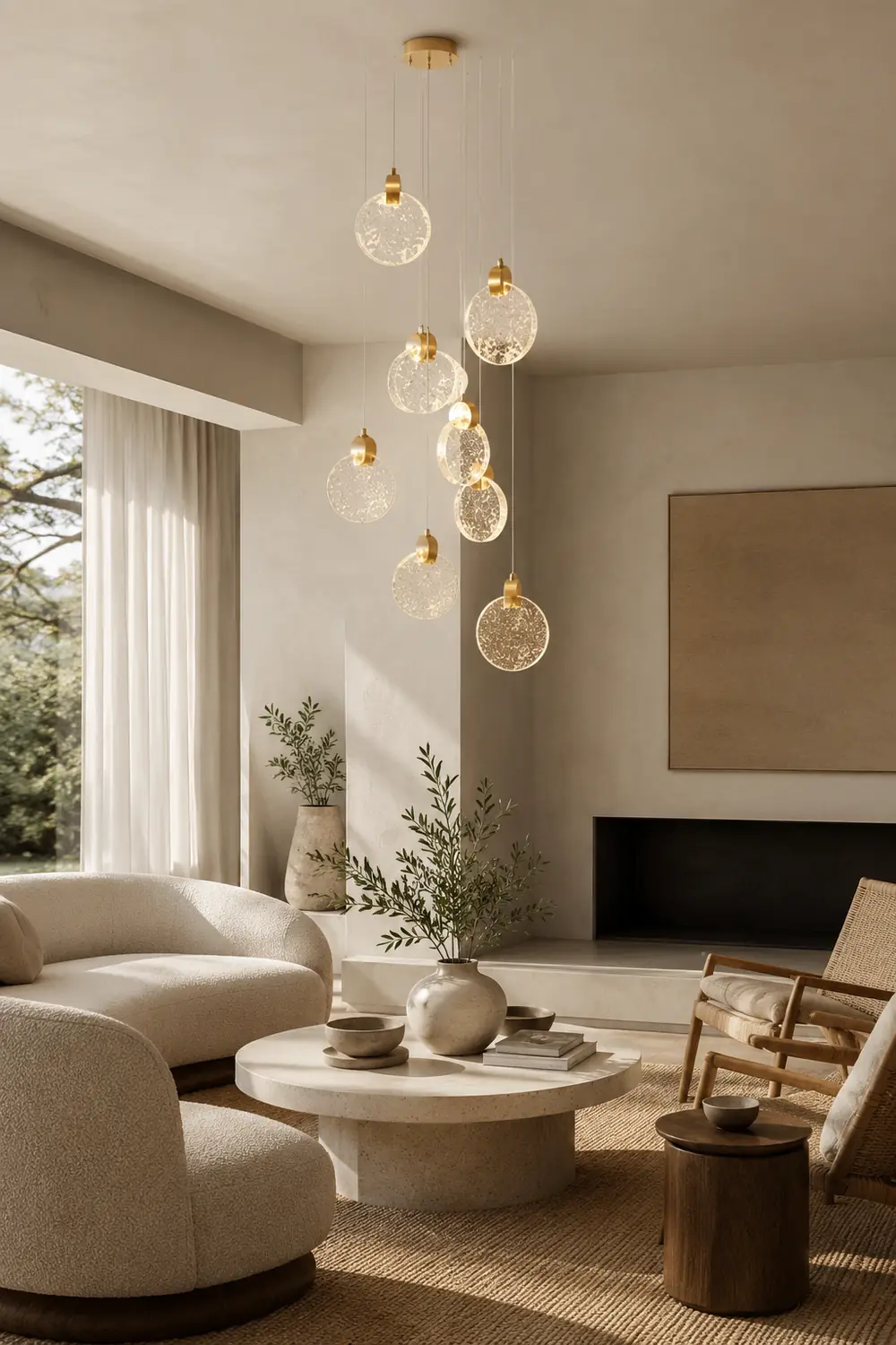Kristy Minimalist Round  Metal/Crystal Chandelier, Gold - Lumpaz