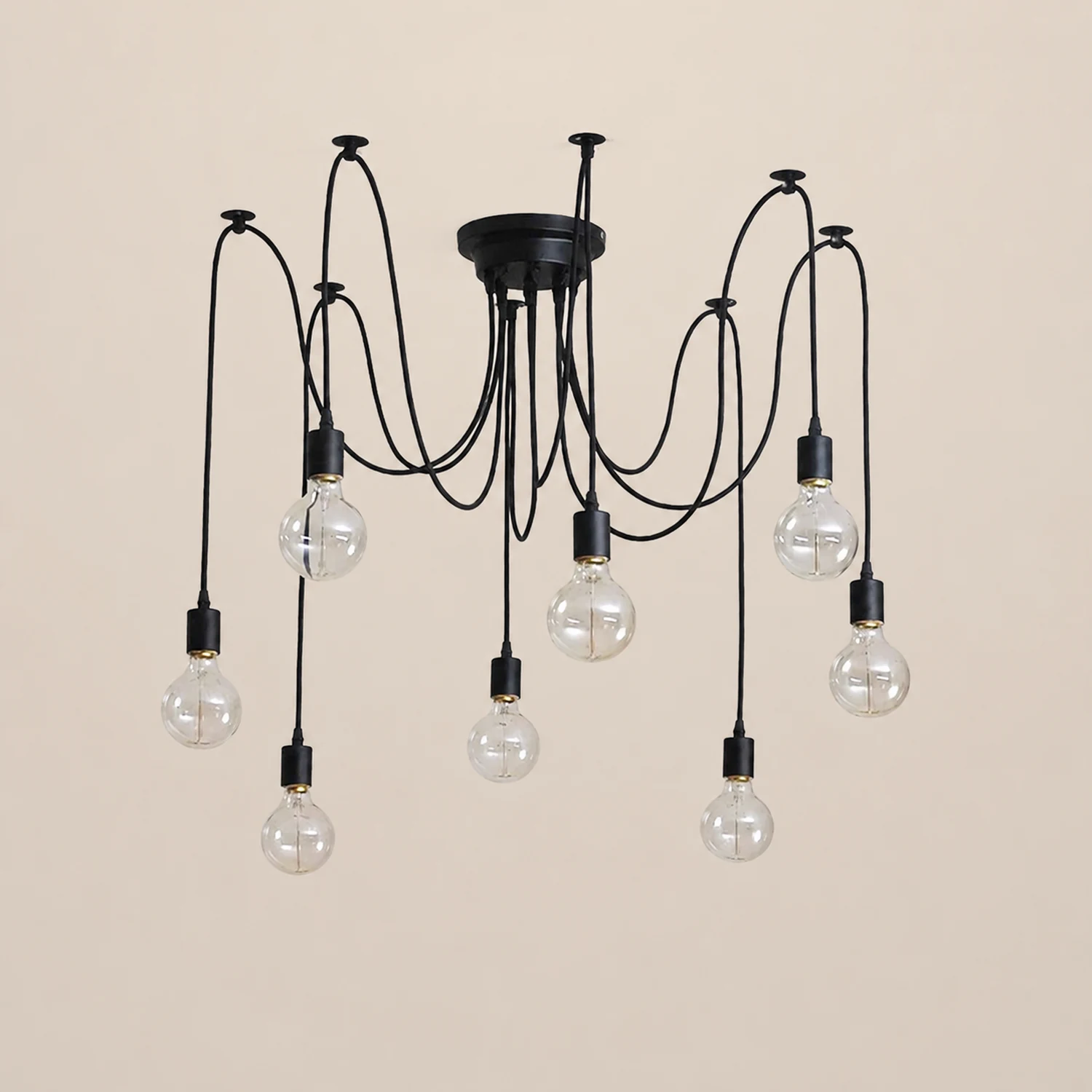 Alessio Retro Country LED Spider Chandelier, Black/White - Lumpaz