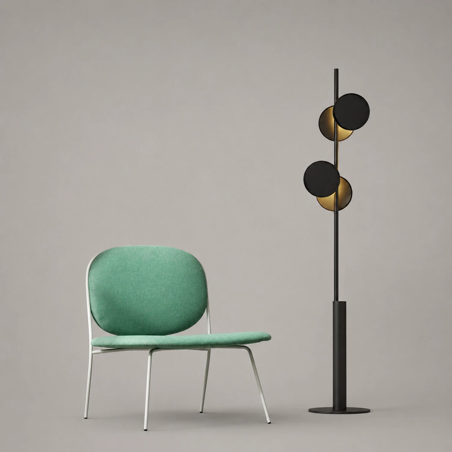 Salgado Nordic Round Metal 2 Bulb Floor Lamp Living Room - Lumpaz