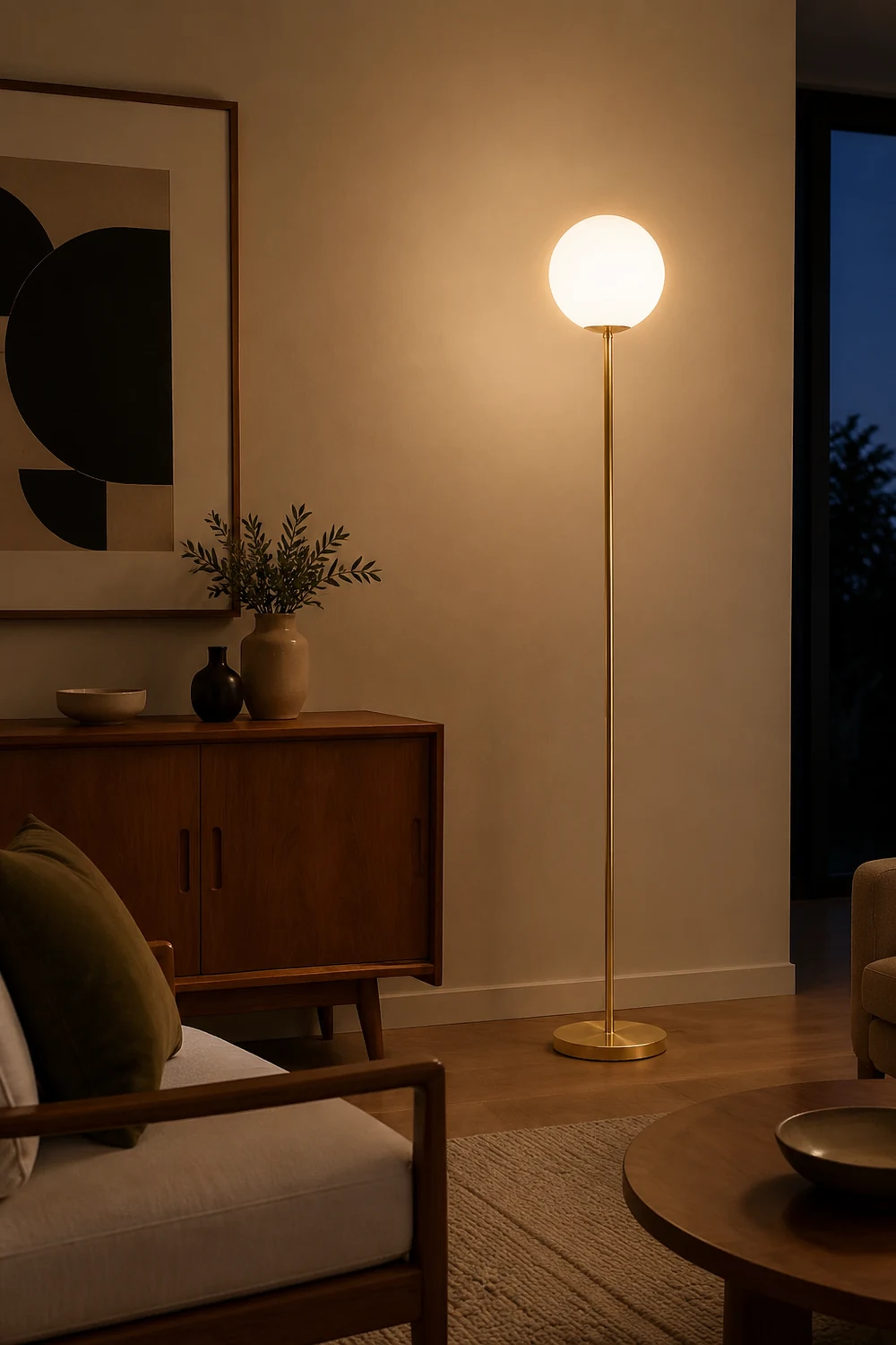 Valentina Simple Single Glass Bubble Floor Lamp - Lumpaz