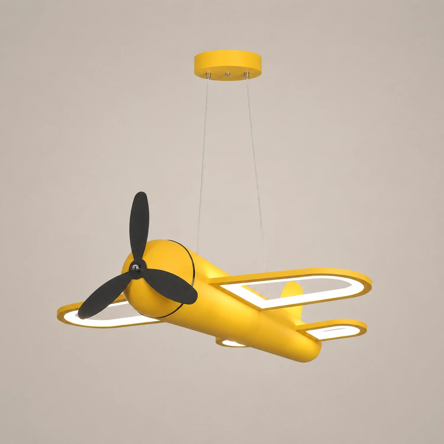 Minori Decorative Airplane Metal Pendant Light, Yellow/Blue, Children's Room - Lumpaz