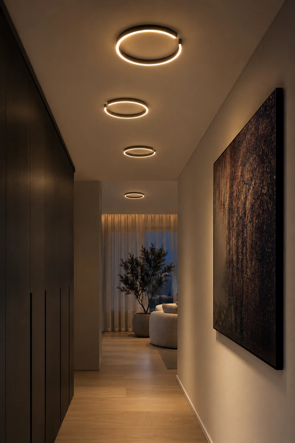 Edge Modern Ring Metal Flush Mount Ceiling Light, Black/White - Lumpaz
