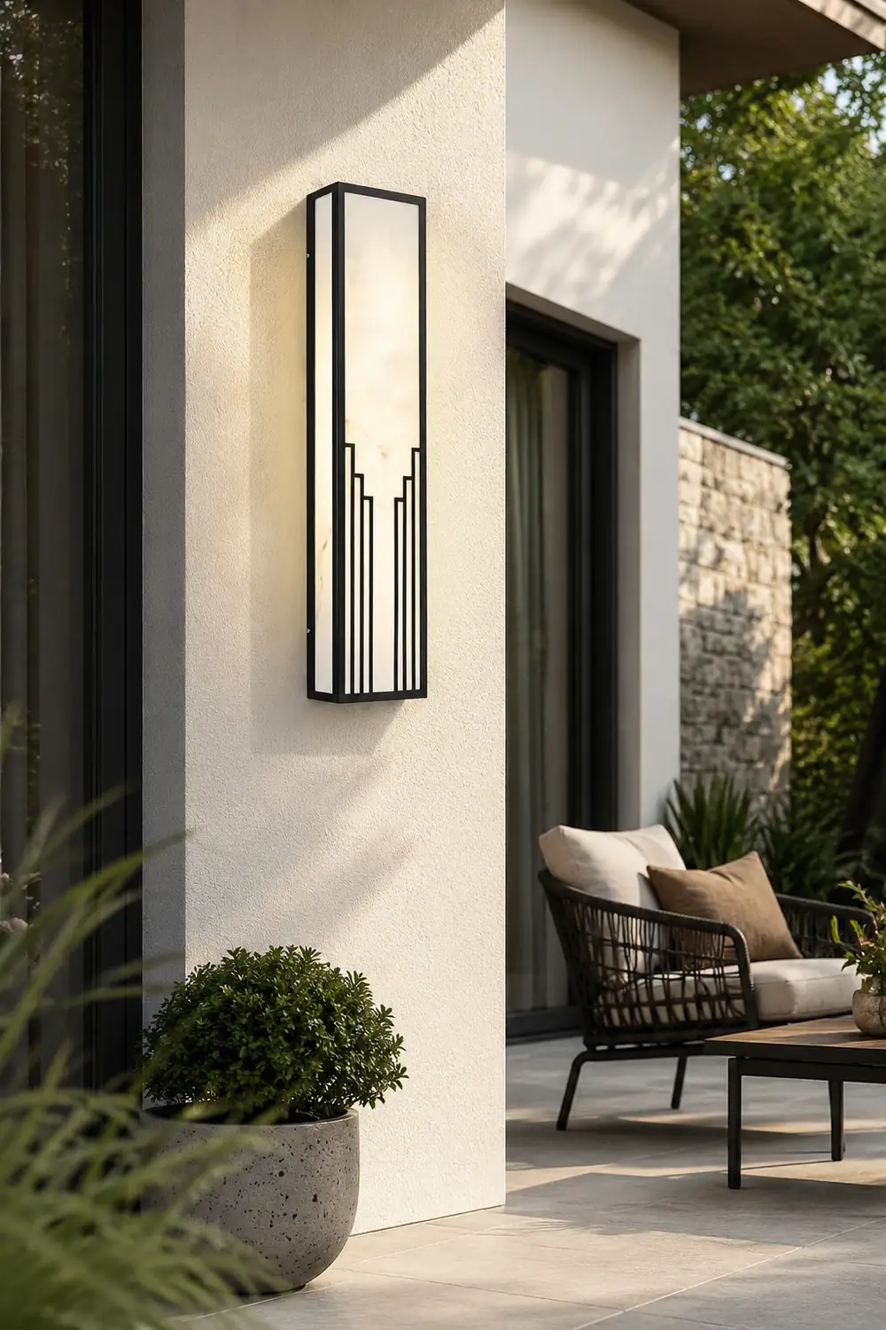 Strip Rectangular Resin Waterproof LED Black Modern Outdoor Wall Light - Lumpaz