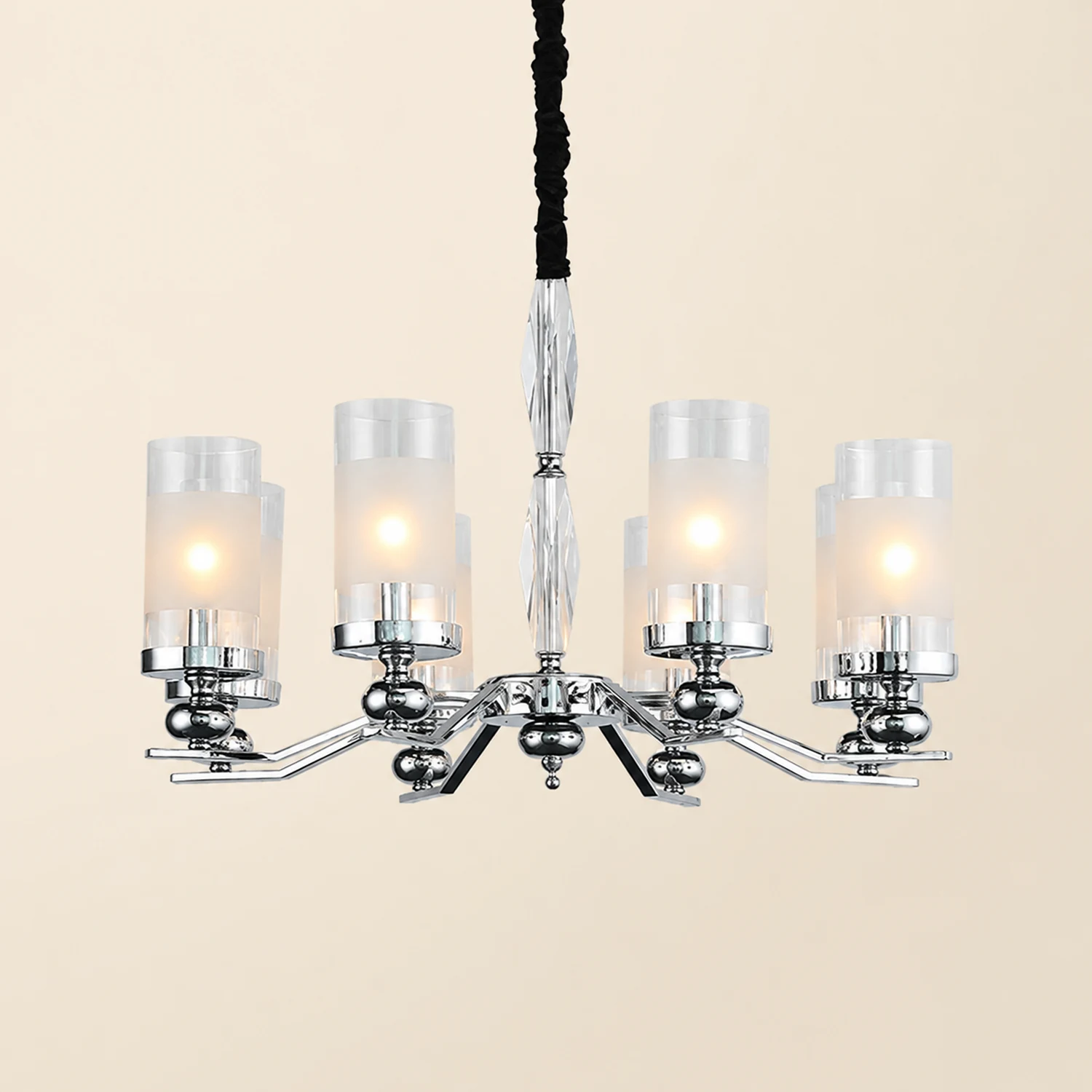 Alessio Retro Silver Metal/Glass Chandelier/Wall Lamp, Living Room - Lumpaz