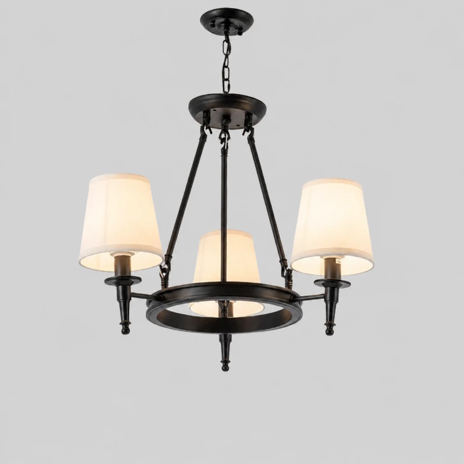 Alessio Vintage Ring Metal/Fabric Chandelier, Black/Copper - Lumpaz