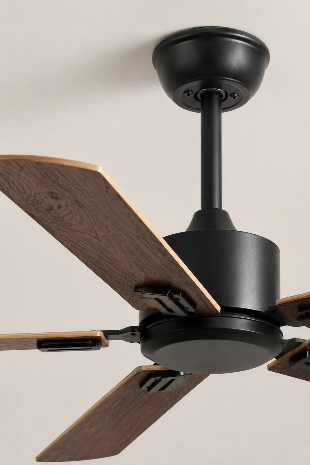 Haydn 5-Blade Modern Black & Coffee DC Ceiling Fan, Metal & Wood, 51'' - Lumpaz