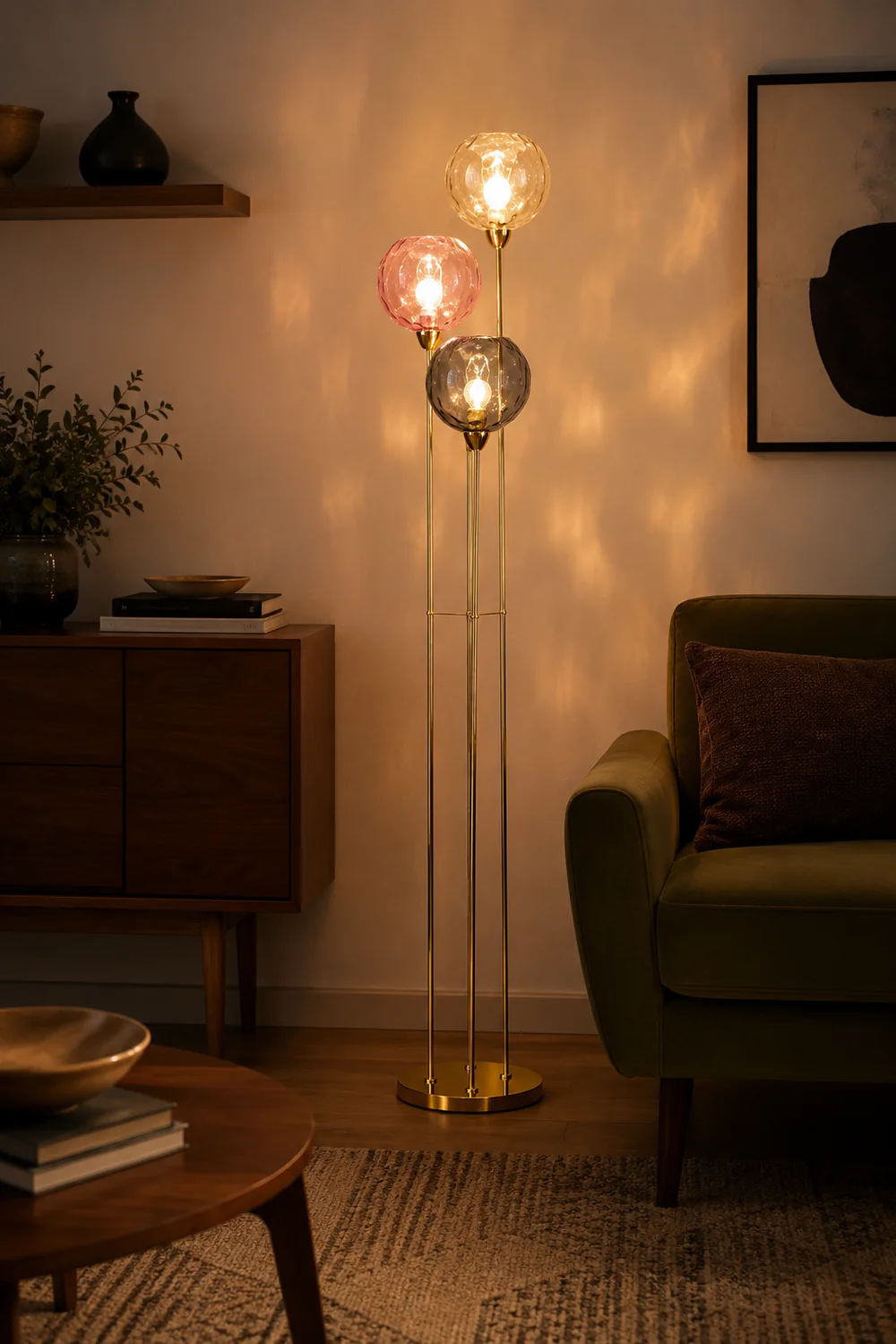 Hailie Designer Bubble Floor Lamp, Metal/Glass - Lumpaz