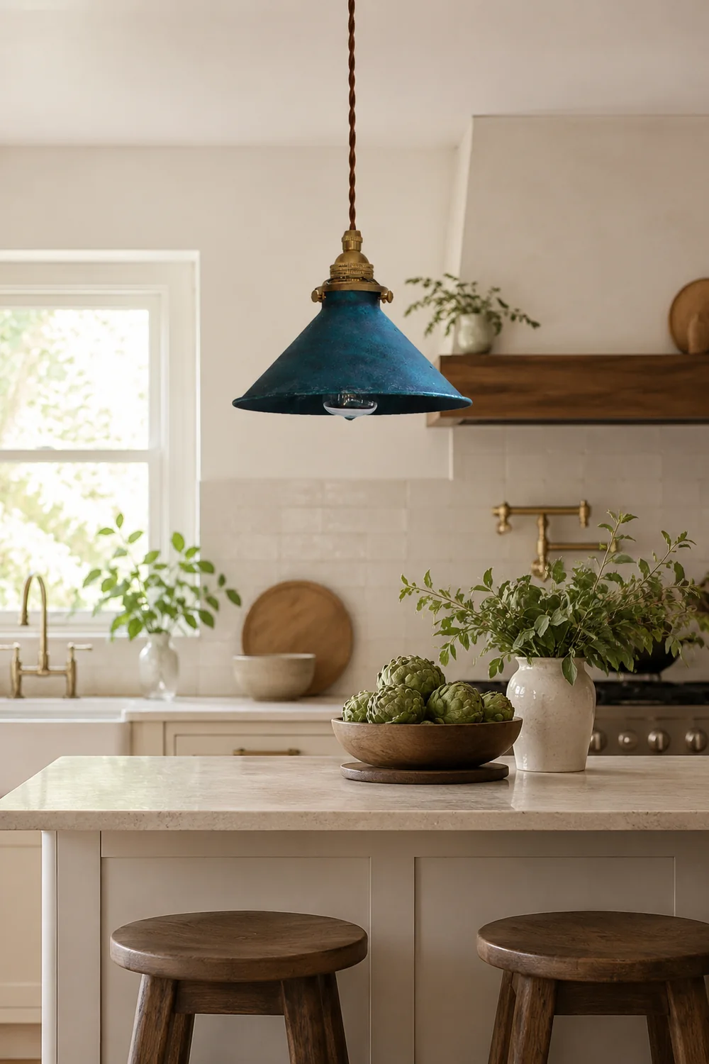 Alessio Vintage LED Rustic Pendant Light Metal Blue Kitchen Balcony - Lumpaz