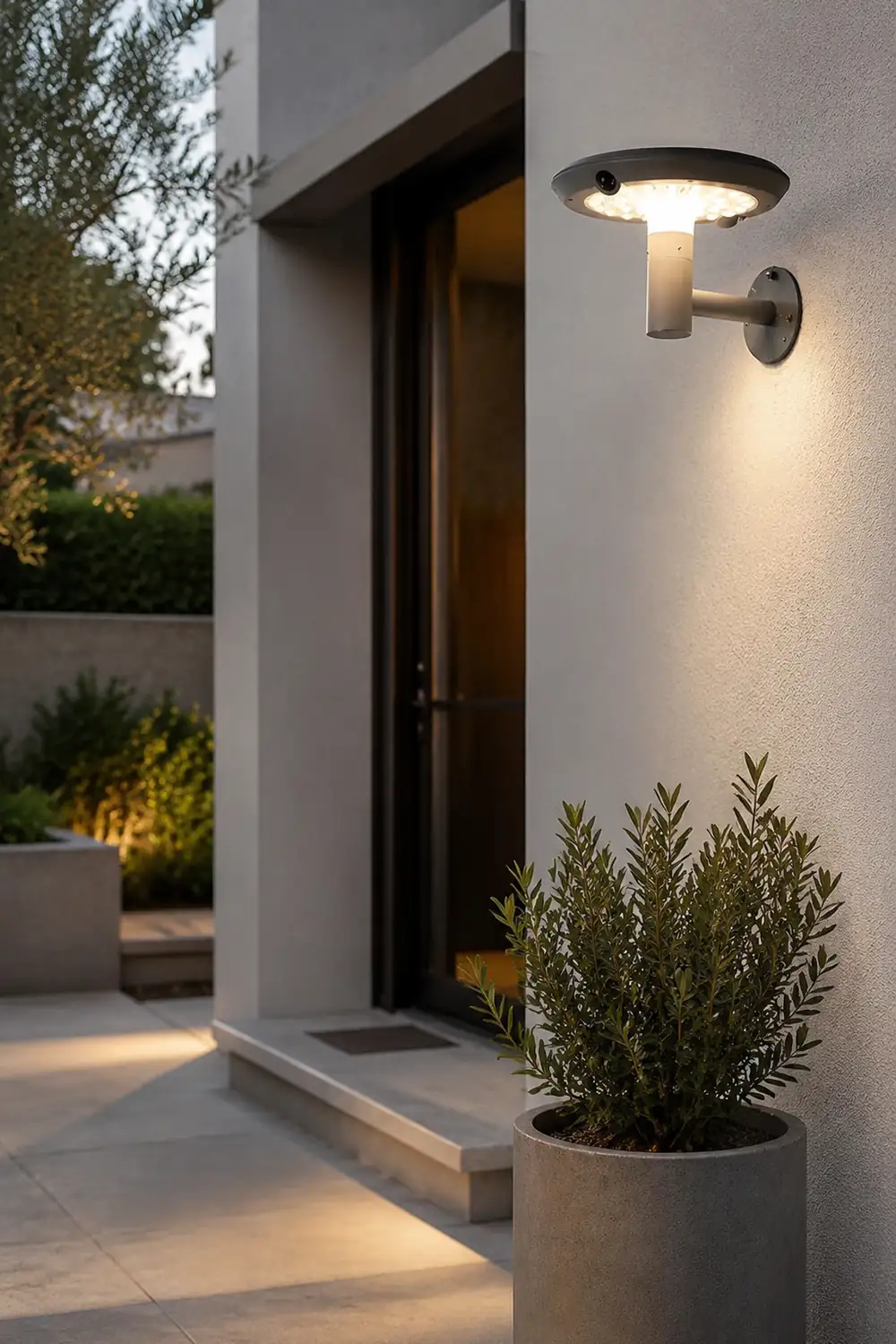 Modern Mushroom LED Solar Wall Light with Dual Motion Sensors - Gray - Lumpaz