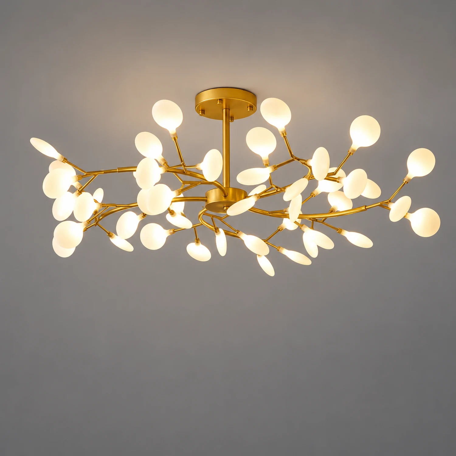 Ophelia Unique Branch Firefly Art Deco Chandelier Black/Gold Living Room - Lumpaz