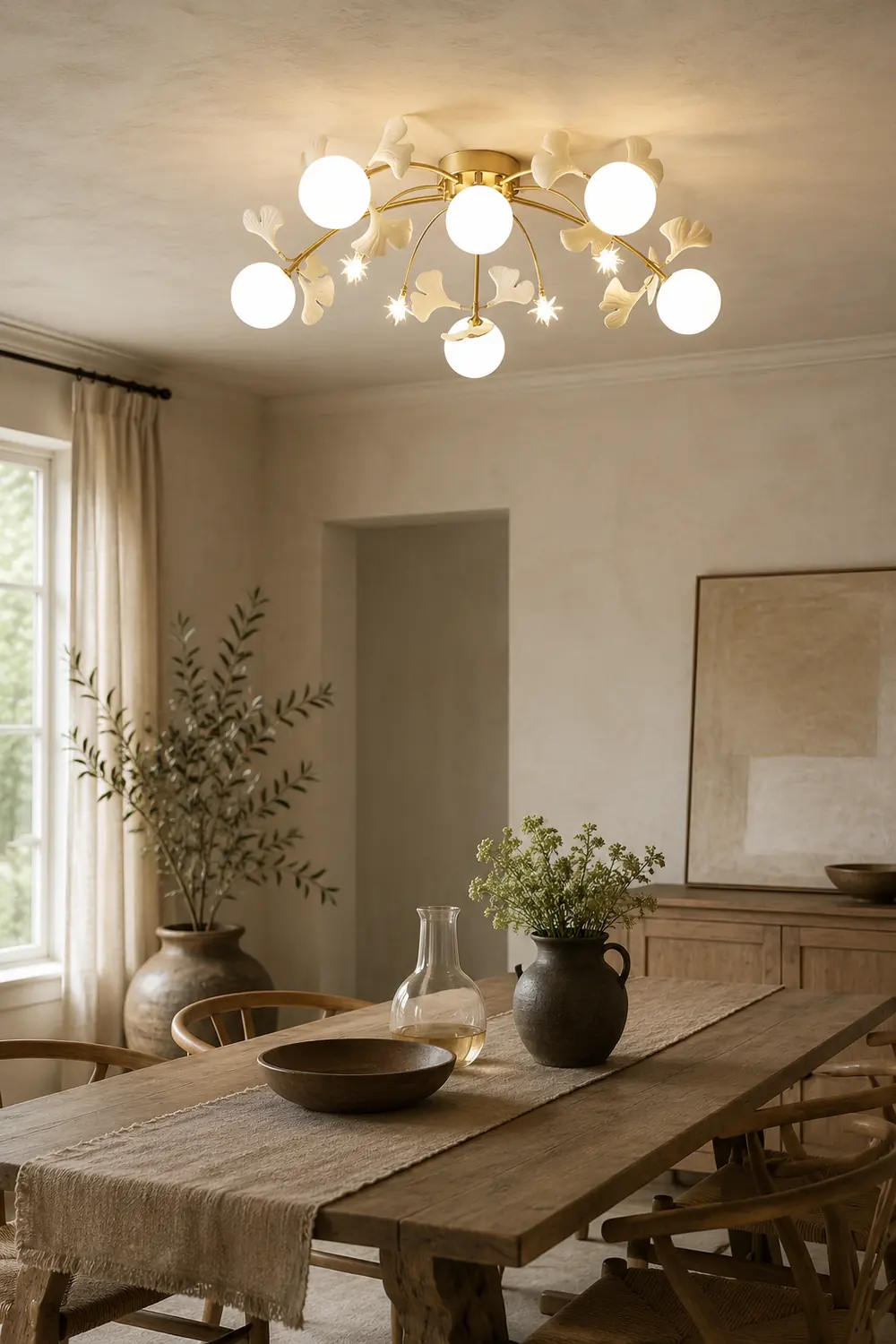 Ophelia Nordic Multi Globe Metal/Ceramic Flush Mount Ceiling Light, White/Gold - Lumpaz
